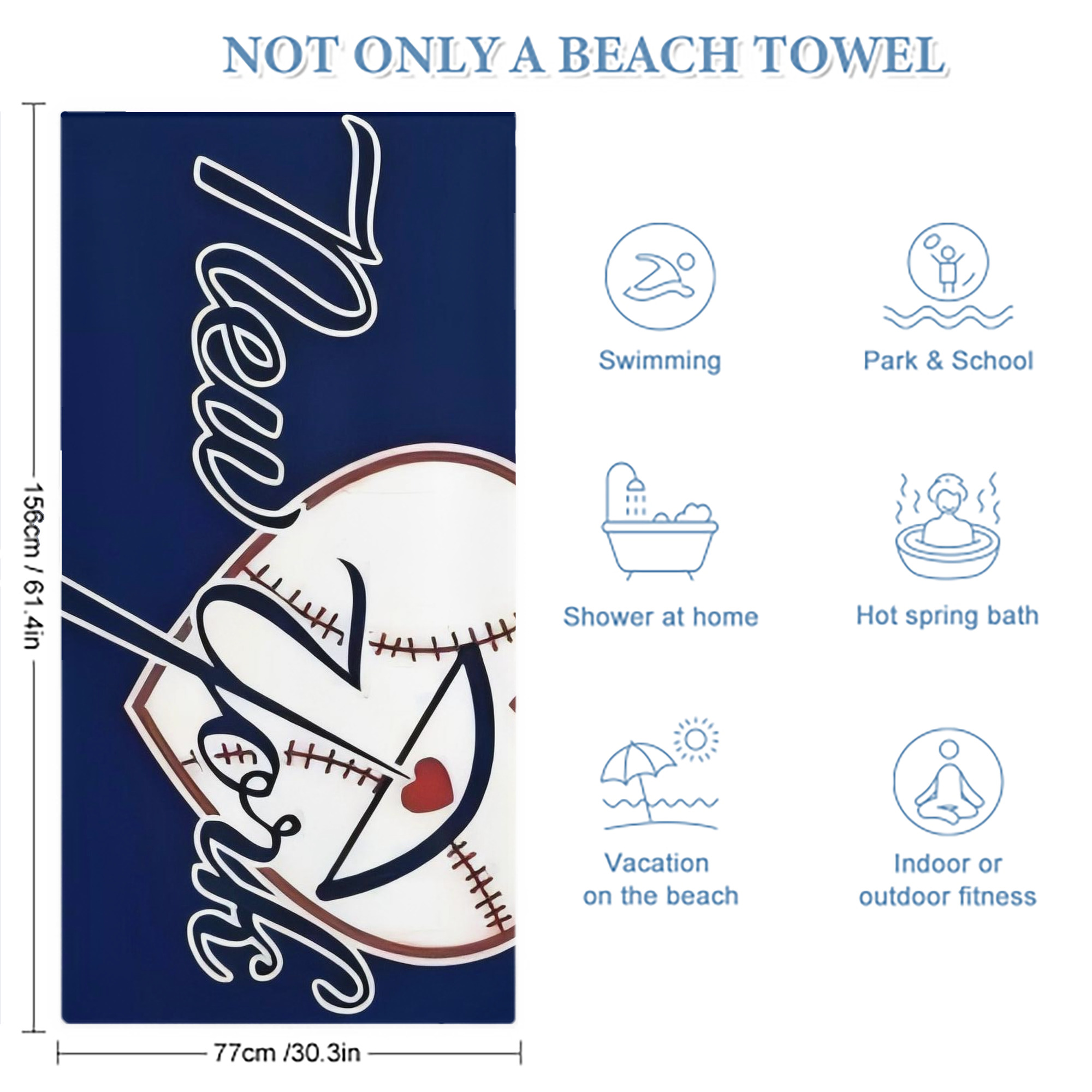 New York Yankees 354 Premium Microfiber Beach Towel – Soft, Large Size, Multi-Purpose For Beach, Picnic & Kids, Lightweight & Portable With Carry Bag, Easy Care