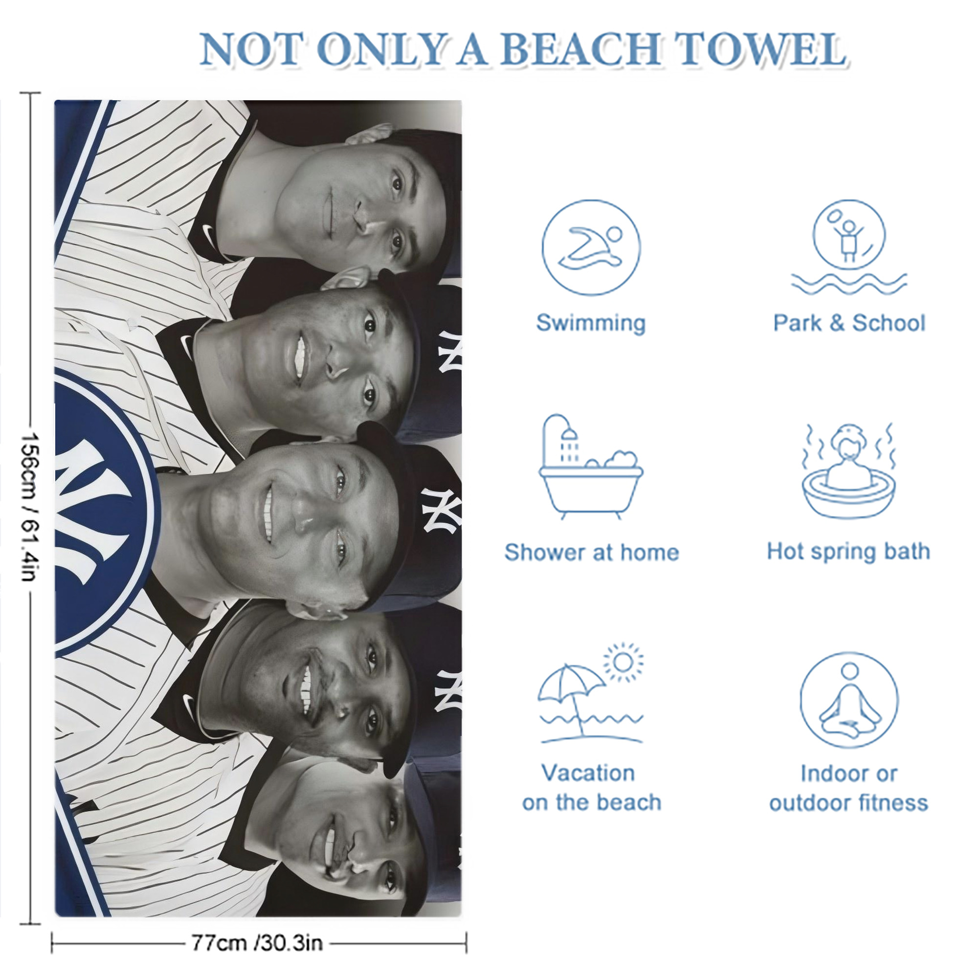 New York Yankees 361 Premium Microfiber Beach Towel – Soft, Large Size, Multi-Purpose For Beach, Picnic & Kids, Lightweight & Portable With Carry Bag, Easy Care