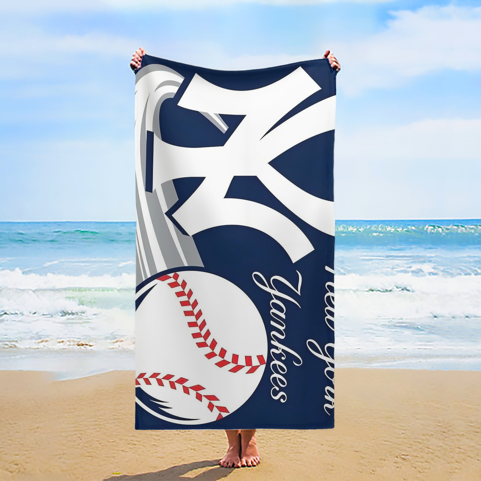 New York Yankees 259 Premium Microfiber Beach Towel – Soft, Large Size, Multi-Purpose For Beach, Picnic & Kids, Lightweight & Portable With Carry Bag, Easy Care