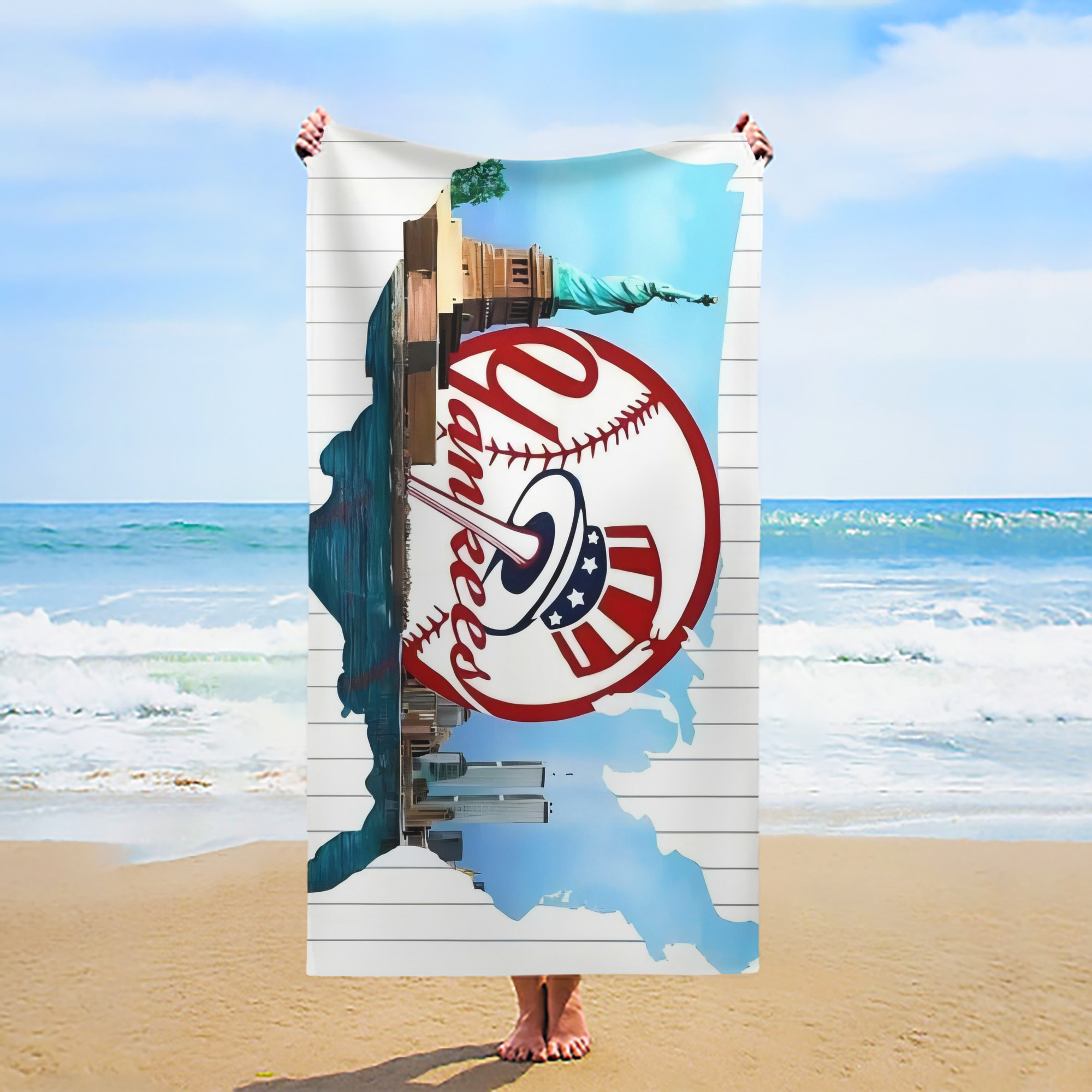 New York Yankees 352 Premium Microfiber Beach Towel – Soft, Large Size, Multi-Purpose For Beach, Picnic & Kids, Lightweight & Portable With Carry Bag, Easy Care