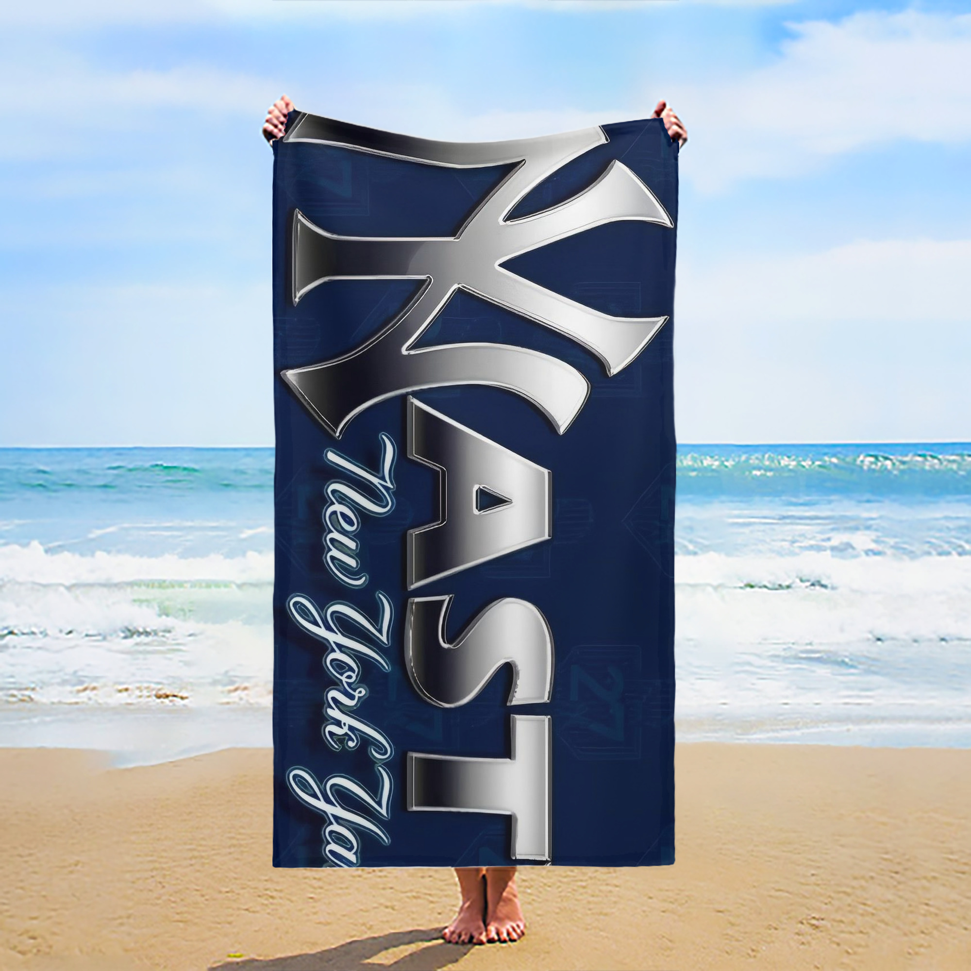 New York Yankees 359 Premium Microfiber Beach Towel – Soft, Large Size, Multi-Purpose For Beach, Picnic & Kids, Lightweight & Portable With Carry Bag, Easy Care