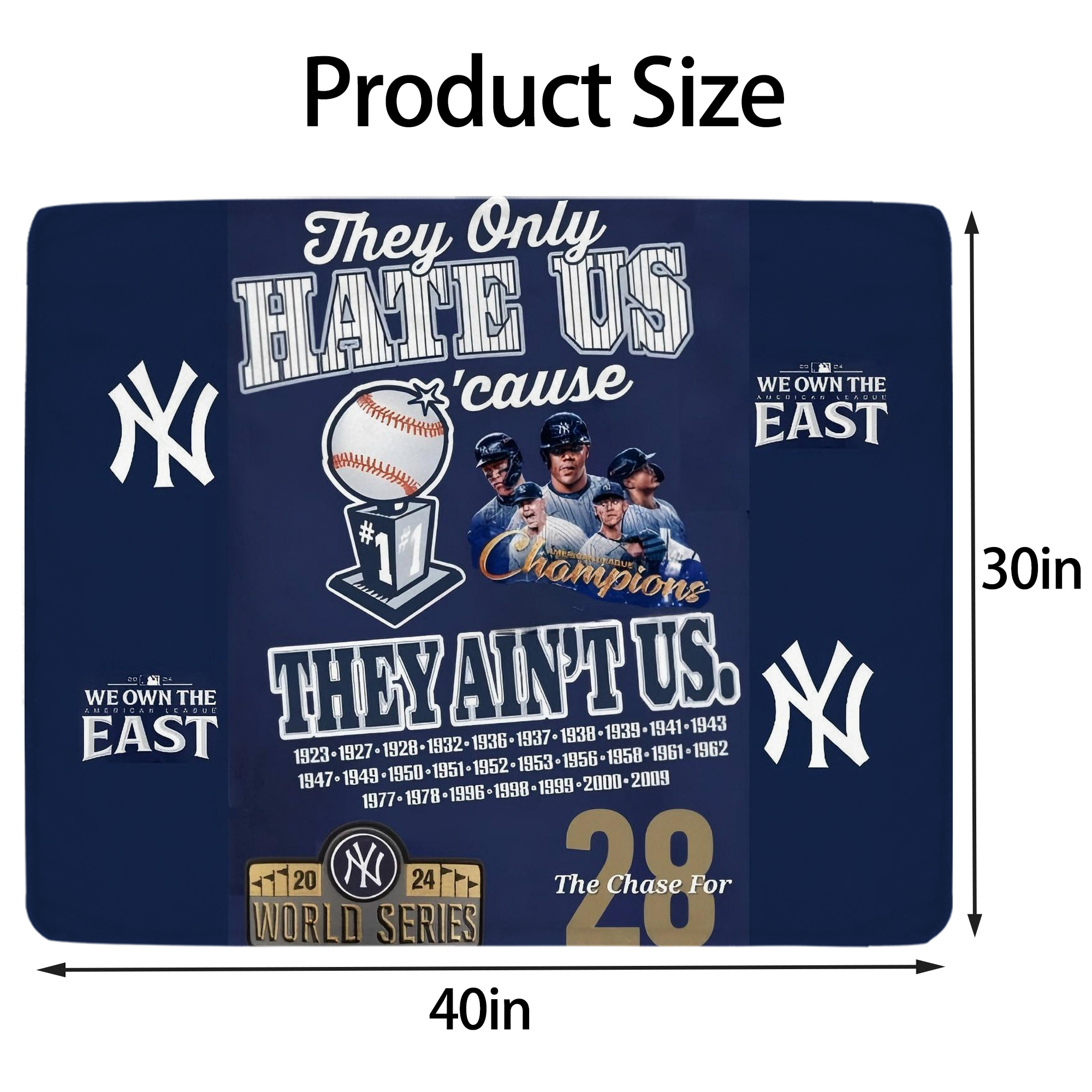 New York Yankees 358 Soft Plush Fleece Blanket 30x40 Inch - 300GSM Flannel, Ultra Soft & Warm, Lightweight & Durable, Perfect For Kids, Adults, Couch, Bed, Camping, Travel, Gift For Family & Friends