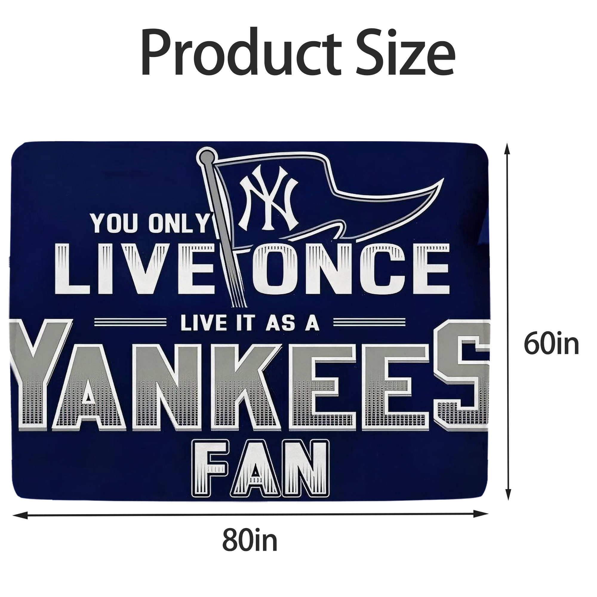New York Yankees 362 Soft Fleece Throw Blanket 60 X 80 Inch – Super Soft, Lightweight, And Durable – Perfect For Sofa, Bed, Camping, And More – Ideal Gift For Family And Friends
