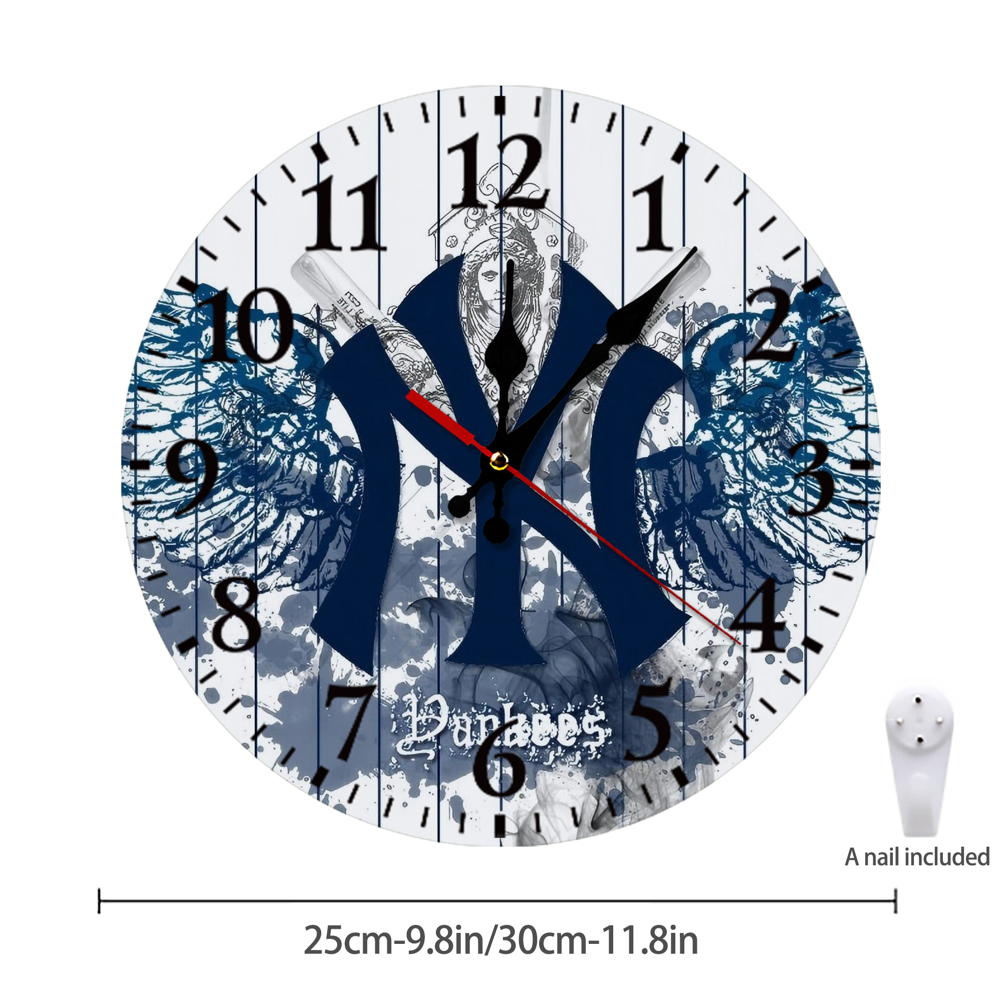 New York Yankees 353 Silent Round Wall Clock – Modern & Stylish DIY Design, Durable Wood Construction, Easy To Install – Perfect For Office, Bedroom, Living Room, And More