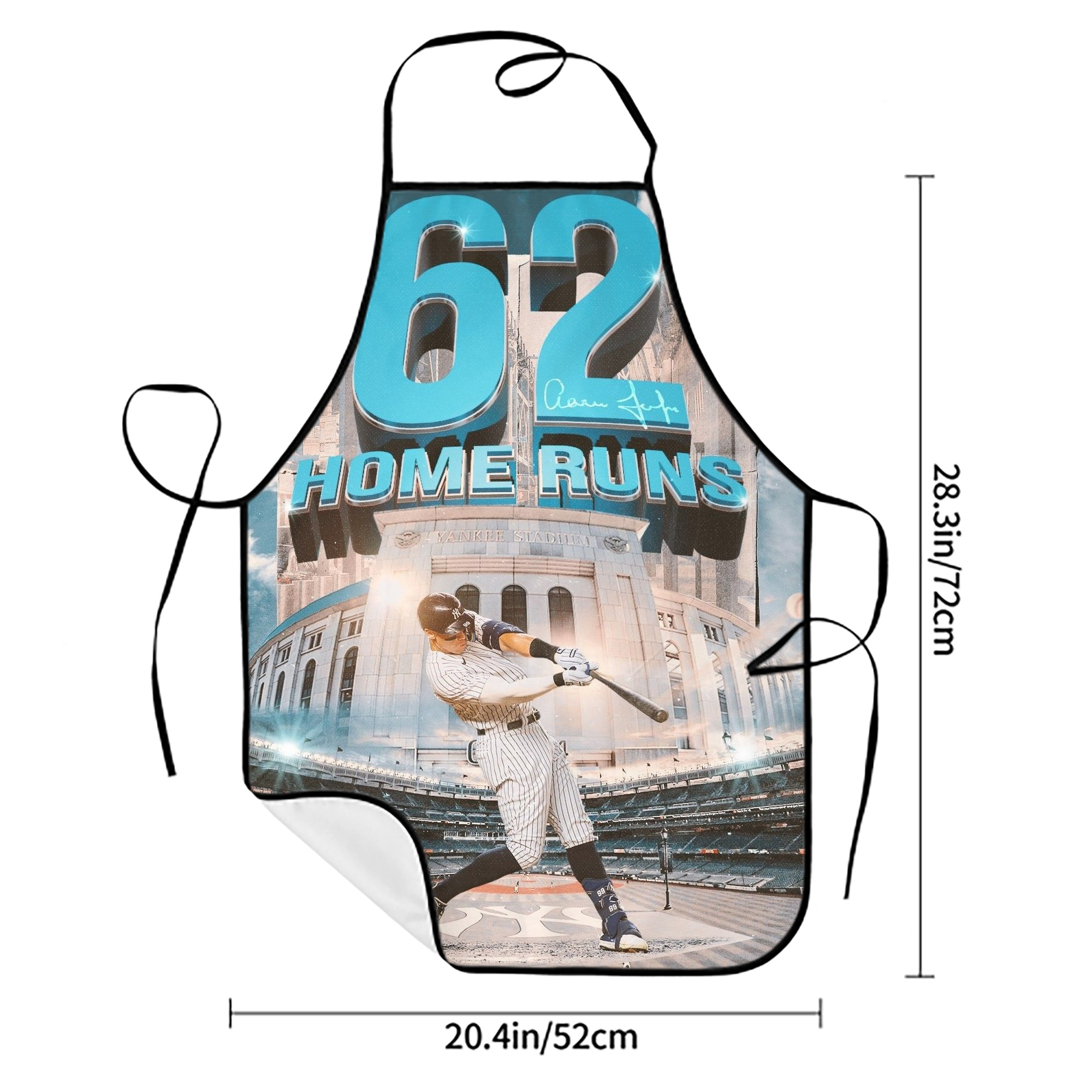 Aaron Judge 62 Home Runs Stain-Resistant Polyester Apron With Pocket – Full Print, Waterproof, Anti-Wrinkle, Anti-Pilling – Ideal For Kitchen, BBQ, Restaurant, Salon & More