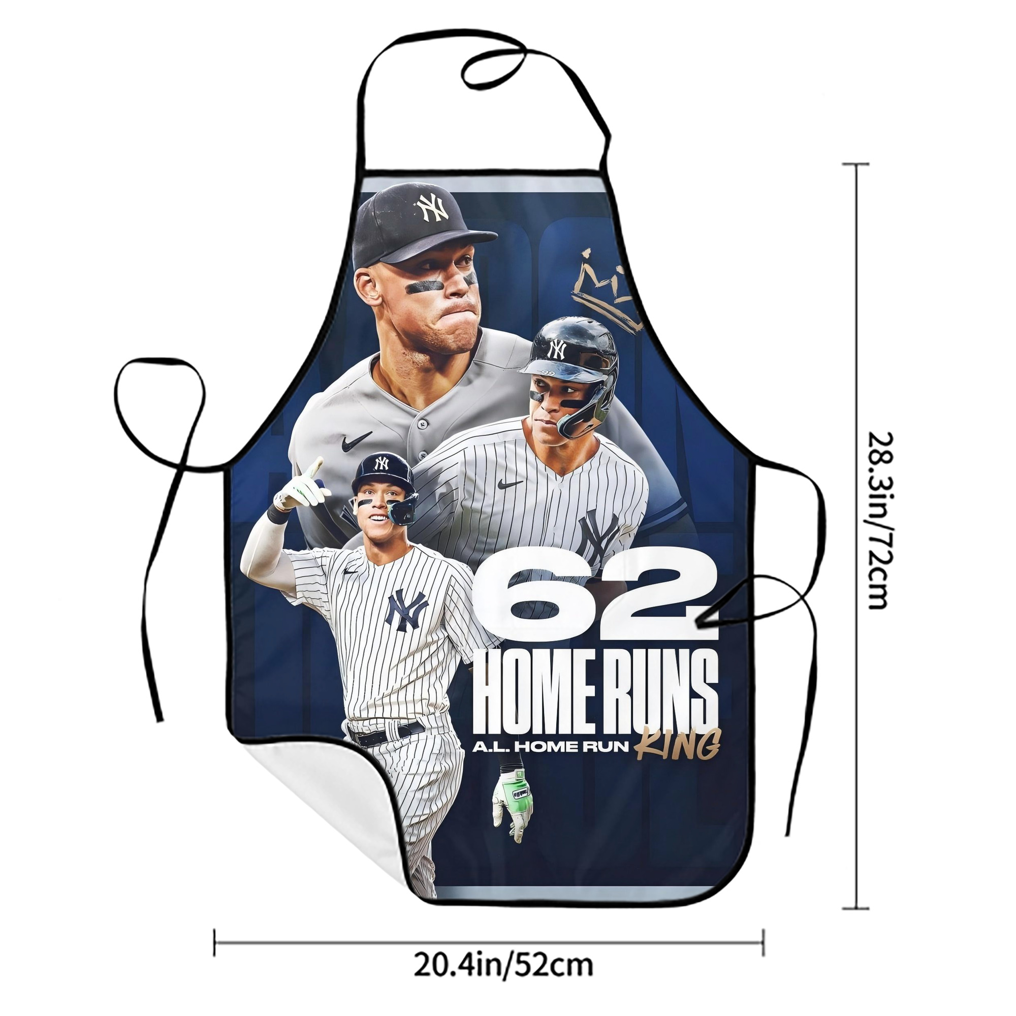 Aaron Judge 62 Home Runs AL Home Run King Stain-Resistant Polyester Apron With Pocket – Full Print, Waterproof, Anti-Wrinkle, Anti-Pilling – Ideal For Kitchen, BBQ, Restaurant, Salon & More
