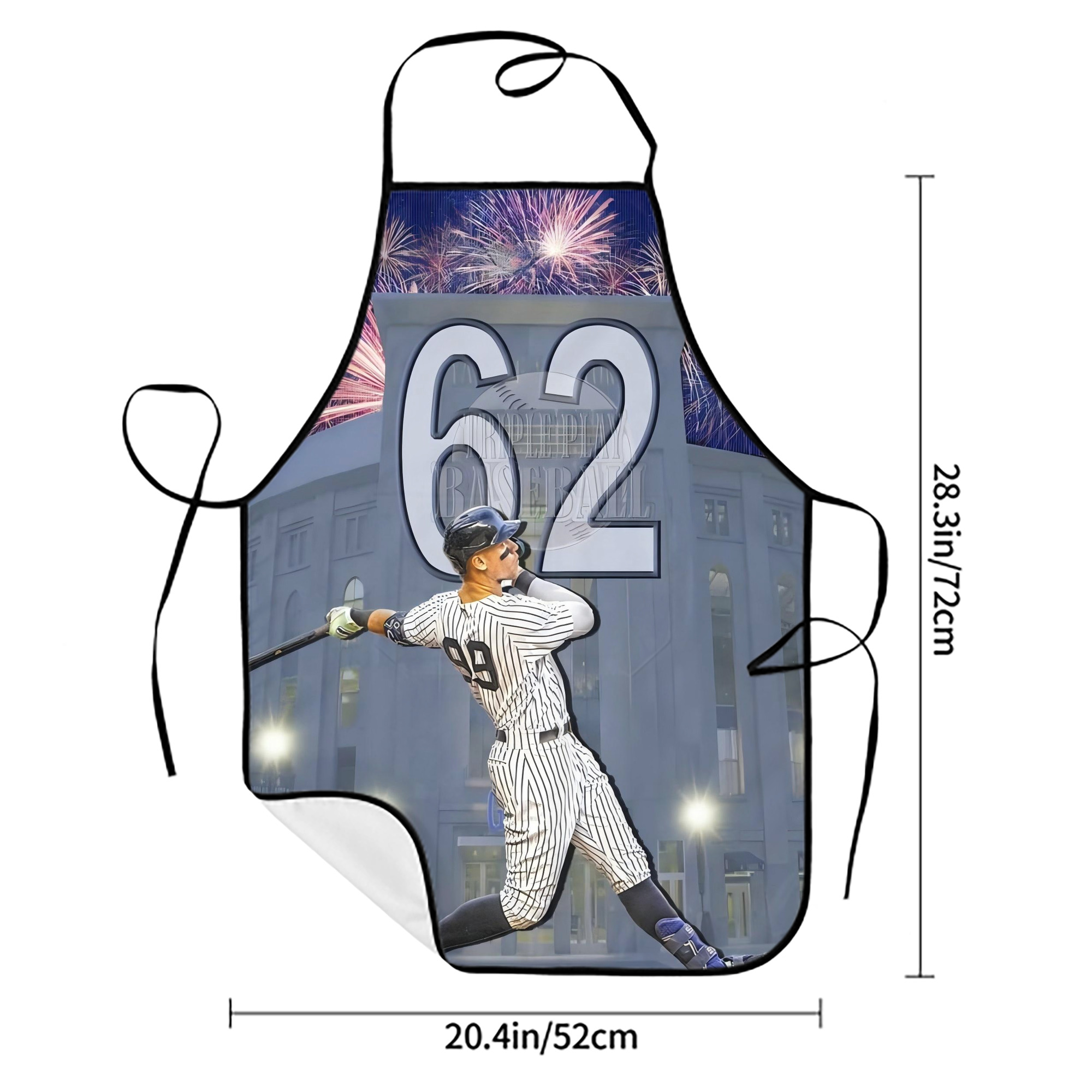 Aaron Judge 62 Home Runs Record Stain-Resistant Polyester Apron With Pocket – Full Print, Waterproof, Anti-Wrinkle, Anti-Pilling – Ideal For Kitchen, BBQ, Restaurant, Salon & More