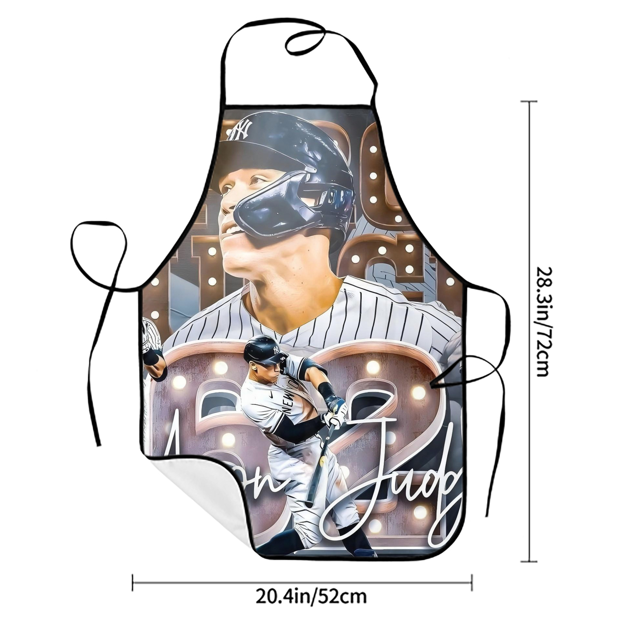 Aaron Judge 62 Home Runs Stain-Resistant Polyester Apron With Pocket – Full Print, Waterproof, Anti-Wrinkle, Anti-Pilling – Ideal For Kitchen, BBQ, Restaurant, Salon & More