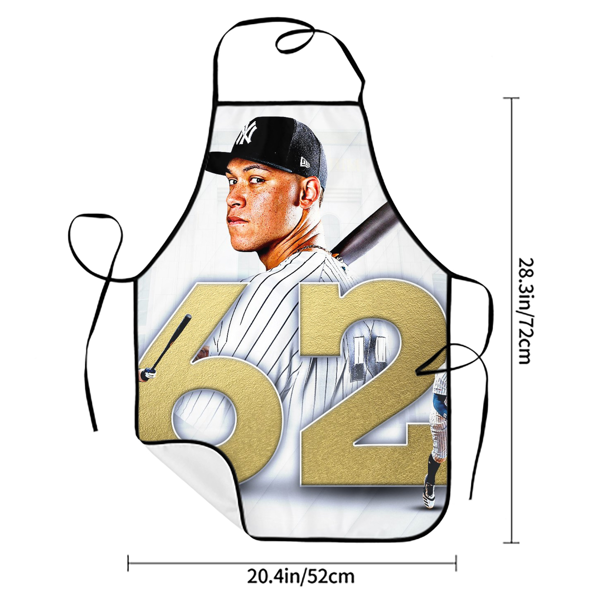 aaron judge 62nd home run Stain-Resistant Polyester Apron With Pocket – Full Print, Waterproof, Anti-Wrinkle, Anti-Pilling – Ideal For Kitchen, BBQ, Restaurant, Salon & More