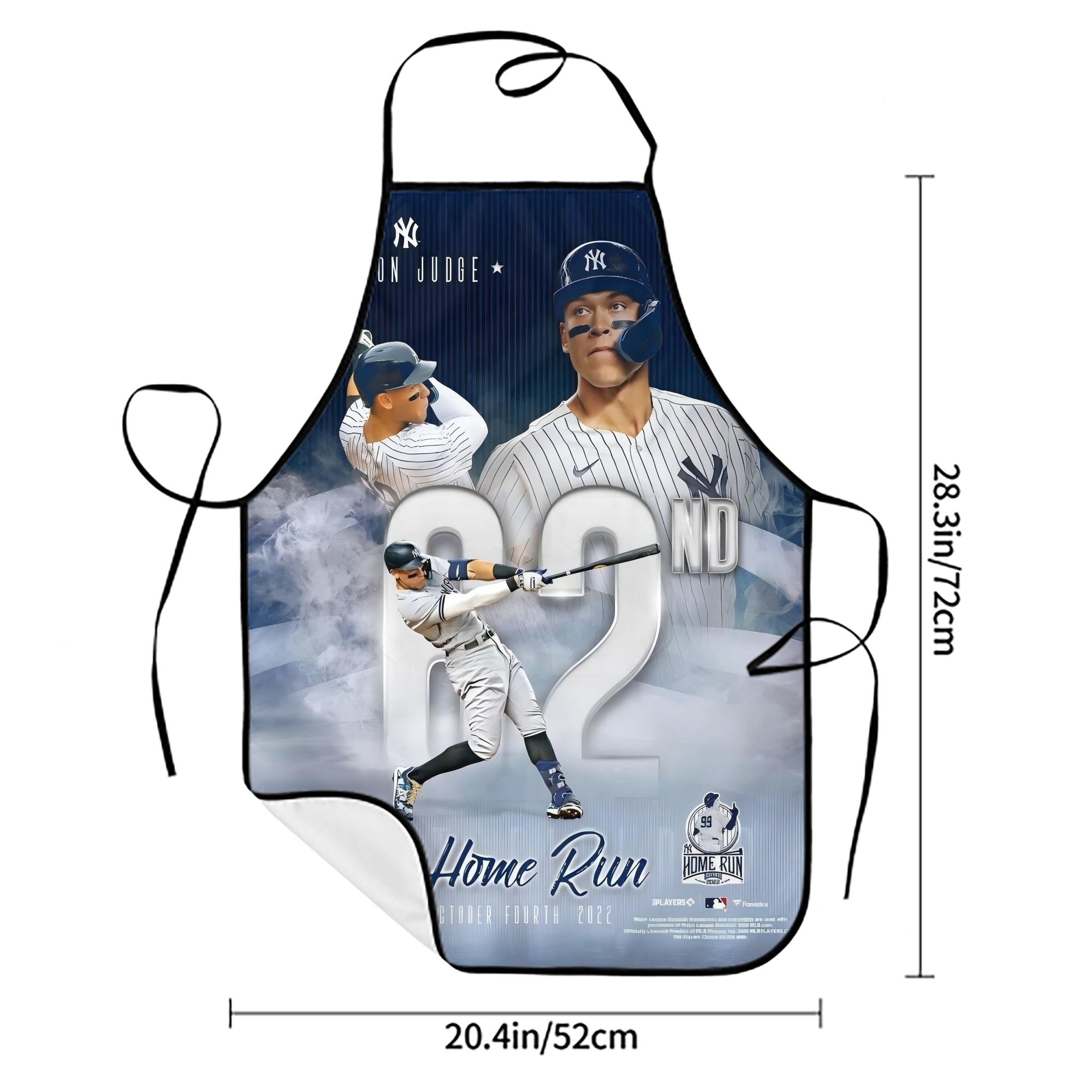 Aaron Judge 62nd Home Run 10.4.2022 Stain-Resistant Polyester Apron With Pocket – Full Print, Waterproof, Anti-Wrinkle, Anti-Pilling – Ideal For Kitchen, BBQ, Restaurant, Salon & More