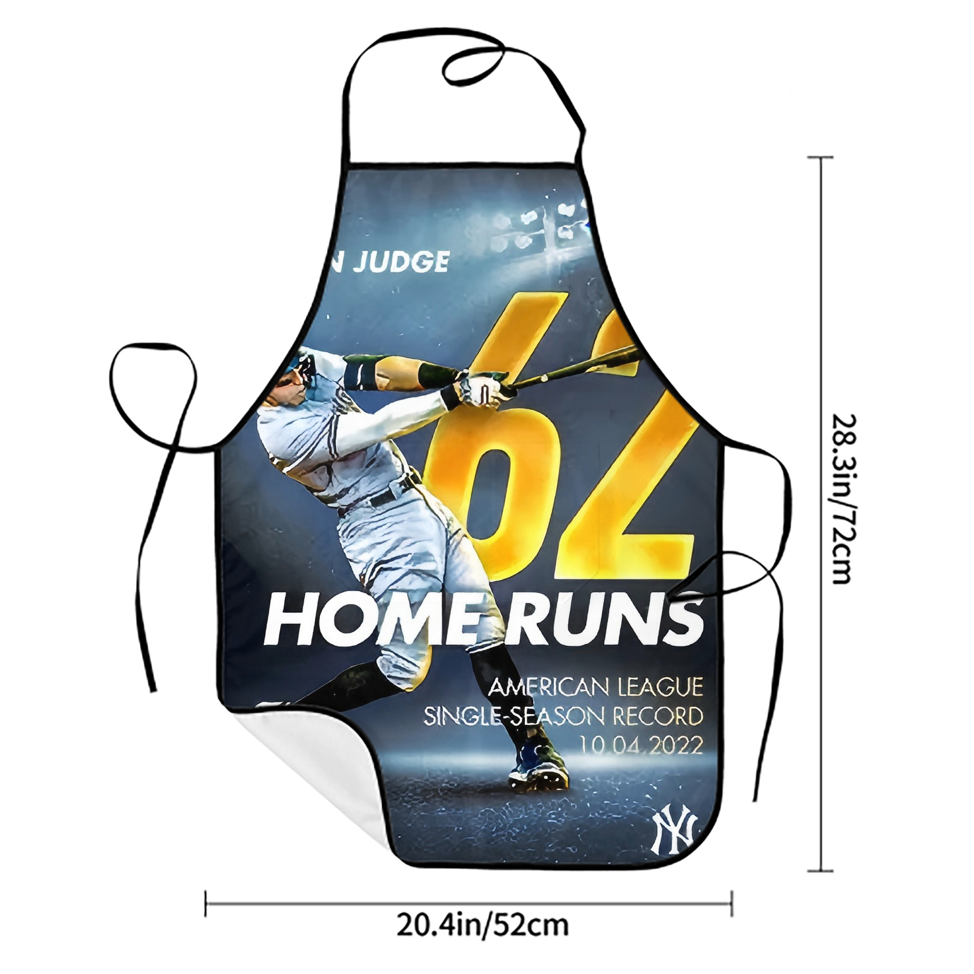 Aaron Judge 62nd Home Run Milestone Stain-Resistant Polyester Apron With Pocket – Full Print, Waterproof, Anti-Wrinkle, Anti-Pilling – Ideal For Kitchen, BBQ, Restaurant, Salon & More