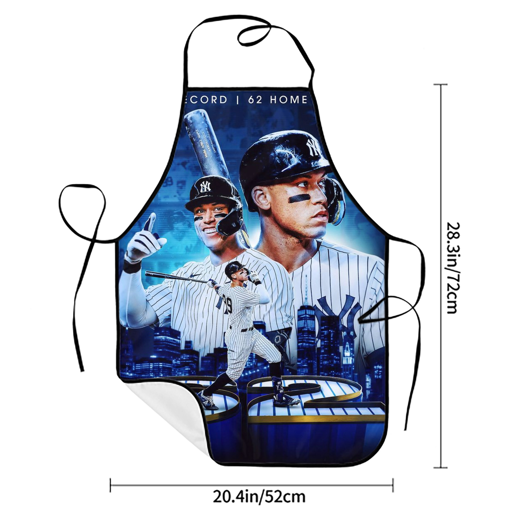 Aaron Judge AL Record 62 Home Runs Stain-Resistant Polyester Apron With Pocket – Full Print, Waterproof, Anti-Wrinkle, Anti-Pilling – Ideal For Kitchen, BBQ, Restaurant, Salon & More