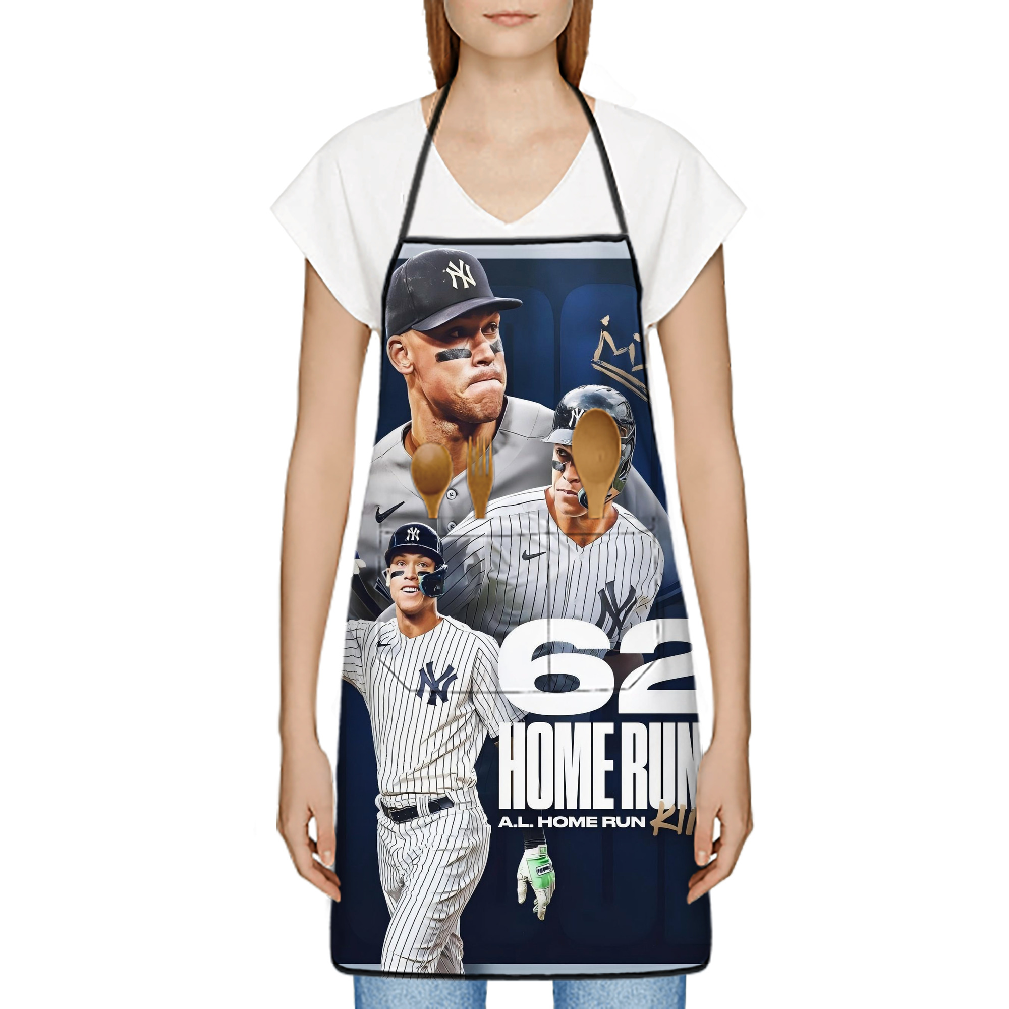 Aaron Judge 62 Home Runs AL Home Run King Stain-Resistant Polyester Apron With Pocket – Full Print, Waterproof, Anti-Wrinkle, Anti-Pilling – Ideal For Kitchen, BBQ, Restaurant, Salon & More