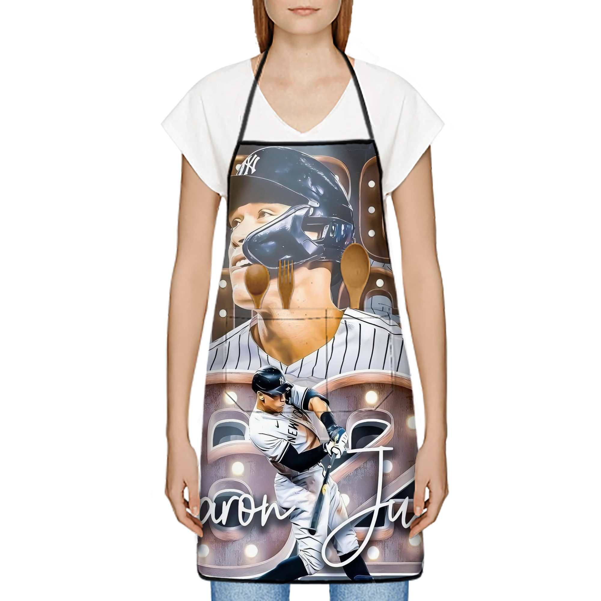 Aaron Judge 62 Home Runs Stain-Resistant Polyester Apron With Pocket – Full Print, Waterproof, Anti-Wrinkle, Anti-Pilling – Ideal For Kitchen, BBQ, Restaurant, Salon & More