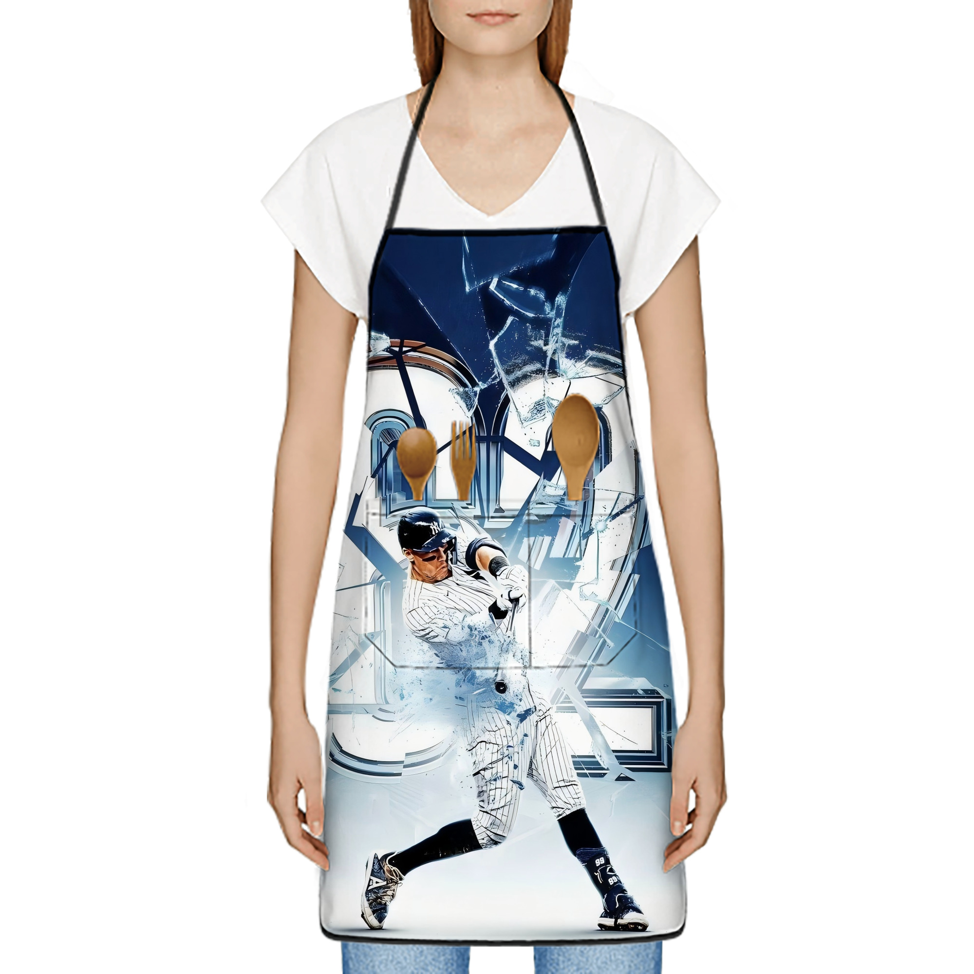 Aaron Judge 62nd Home Run Stain-Resistant Polyester Apron With Pocket – Full Print, Waterproof, Anti-Wrinkle, Anti-Pilling – Ideal For Kitchen, BBQ, Restaurant, Salon & More