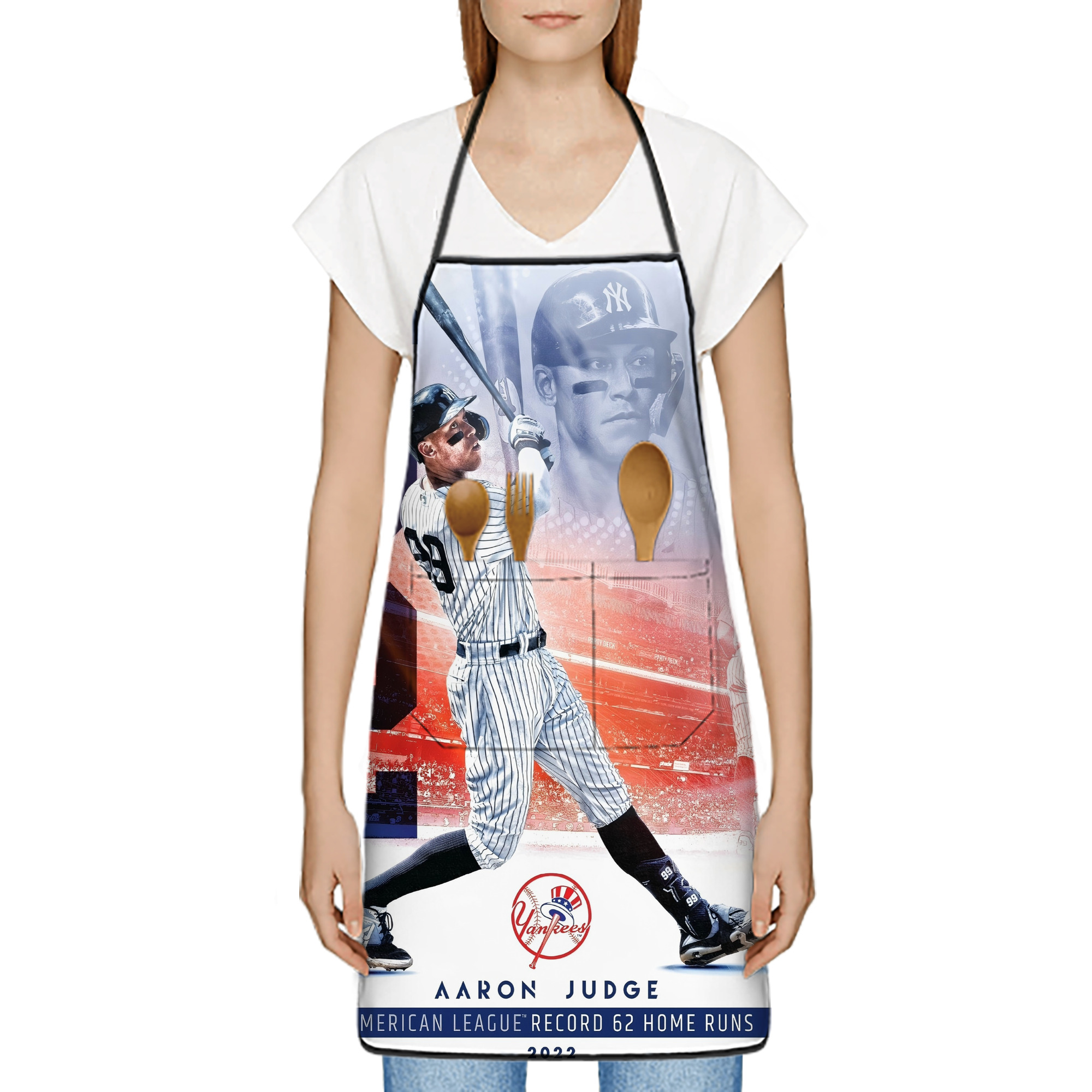 Aaron Judge 62nd Home Run Stain-Resistant Polyester Apron With Pocket – Full Print, Waterproof, Anti-Wrinkle, Anti-Pilling – Ideal For Kitchen, BBQ, Restaurant, Salon & More