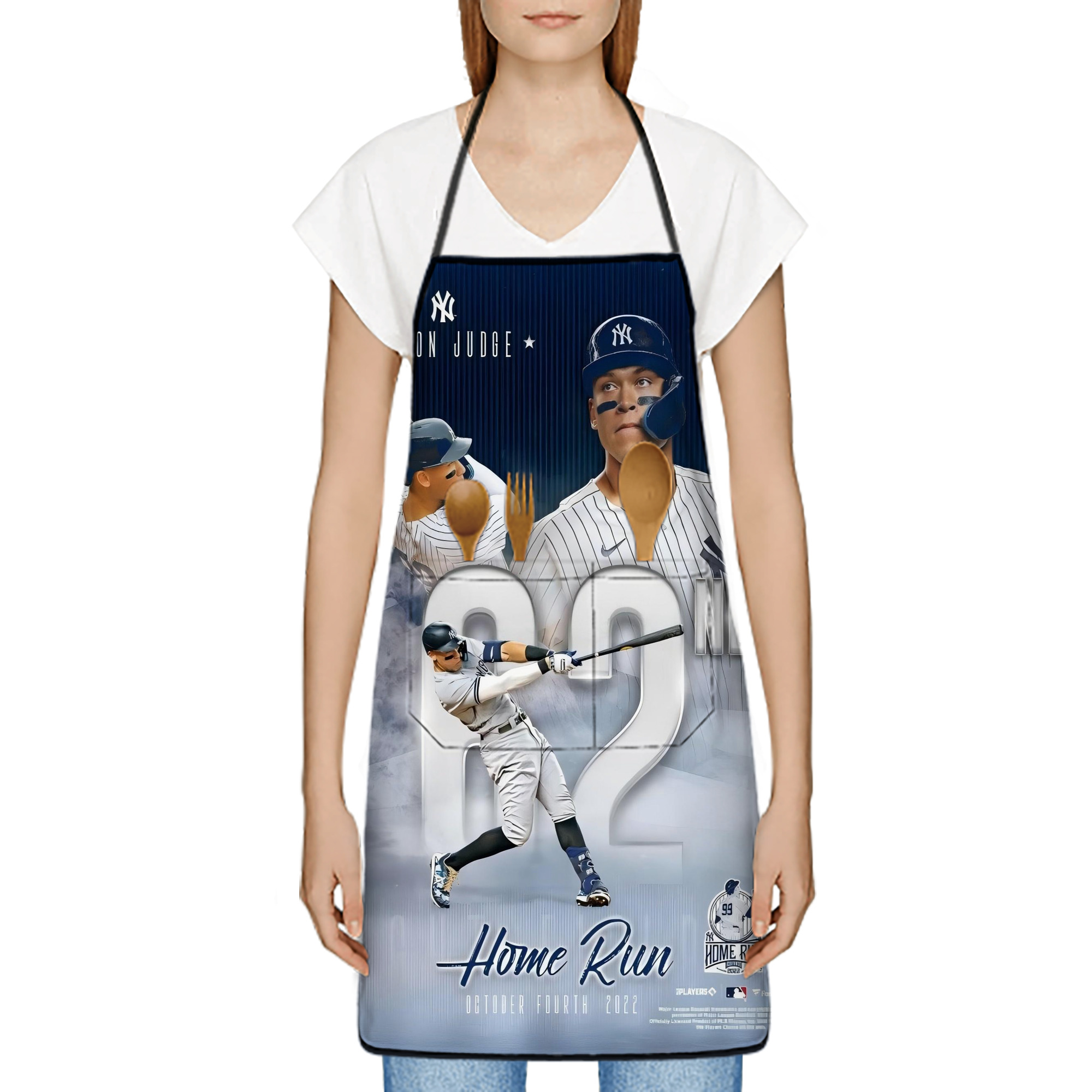 Aaron Judge 62nd Home Run 10.4.2022 Stain-Resistant Polyester Apron With Pocket – Full Print, Waterproof, Anti-Wrinkle, Anti-Pilling – Ideal For Kitchen, BBQ, Restaurant, Salon & More