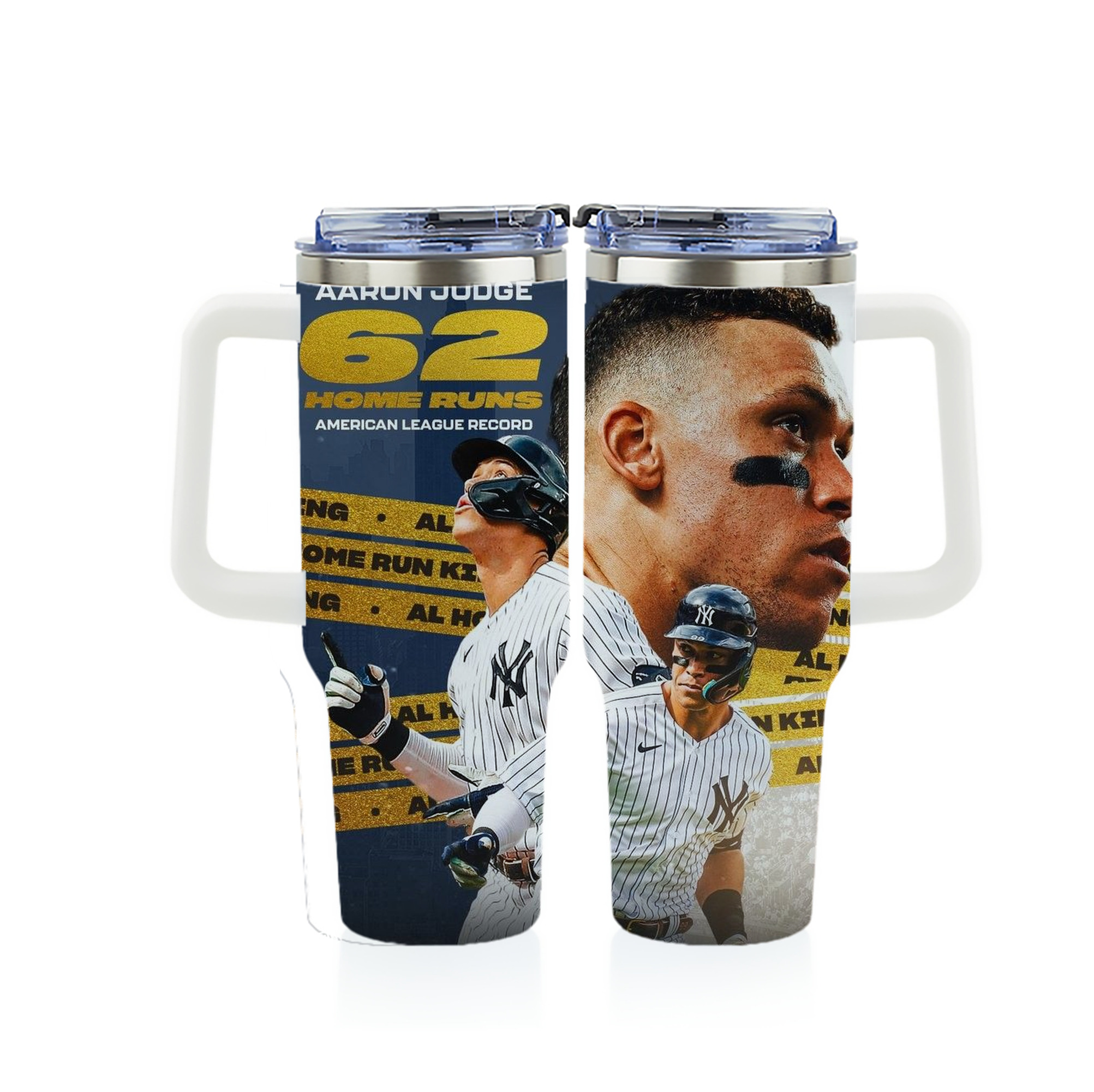 Aaron Judge  62 Home Runs AL Record 40oz Full Wrap Car Tumbler – Durable Stainless Steel Travel Mug With Vibrant UV Print – Double Wall Insulated, Fits Most Car Cup Holders