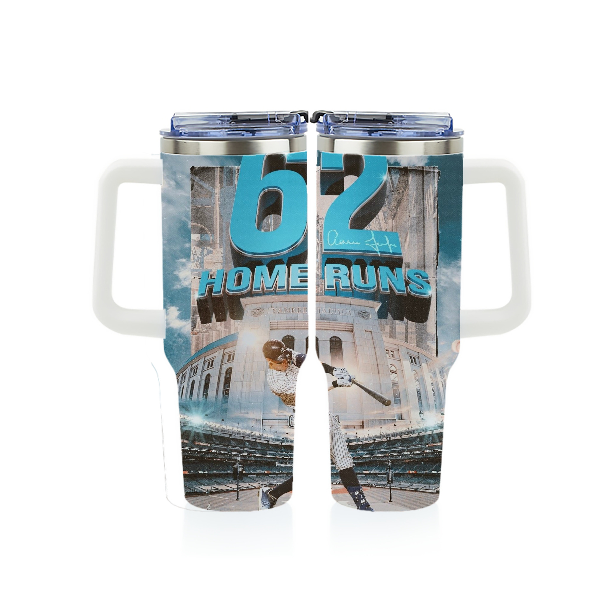 Aaron Judge 62 Home Runs 40oz Full Wrap Car Tumbler – Durable Stainless Steel Travel Mug With Vibrant UV Print – Double Wall Insulated, Fits Most Car Cup Holders