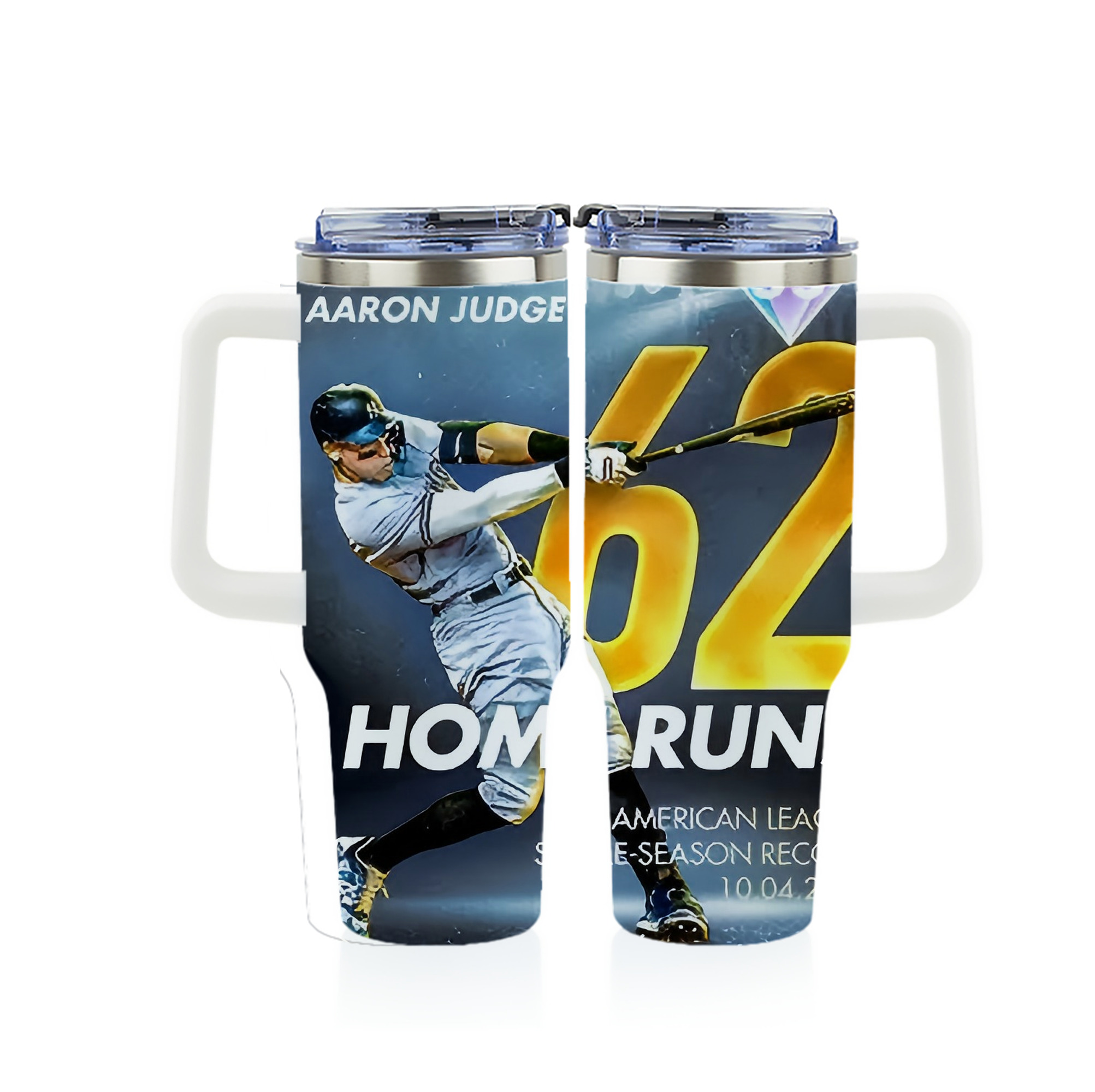 Aaron Judge 62nd Home Run Milestone 40oz Full Wrap Car Tumbler – Durable Stainless Steel Travel Mug With Vibrant UV Print – Double Wall Insulated, Fits Most Car Cup Holders