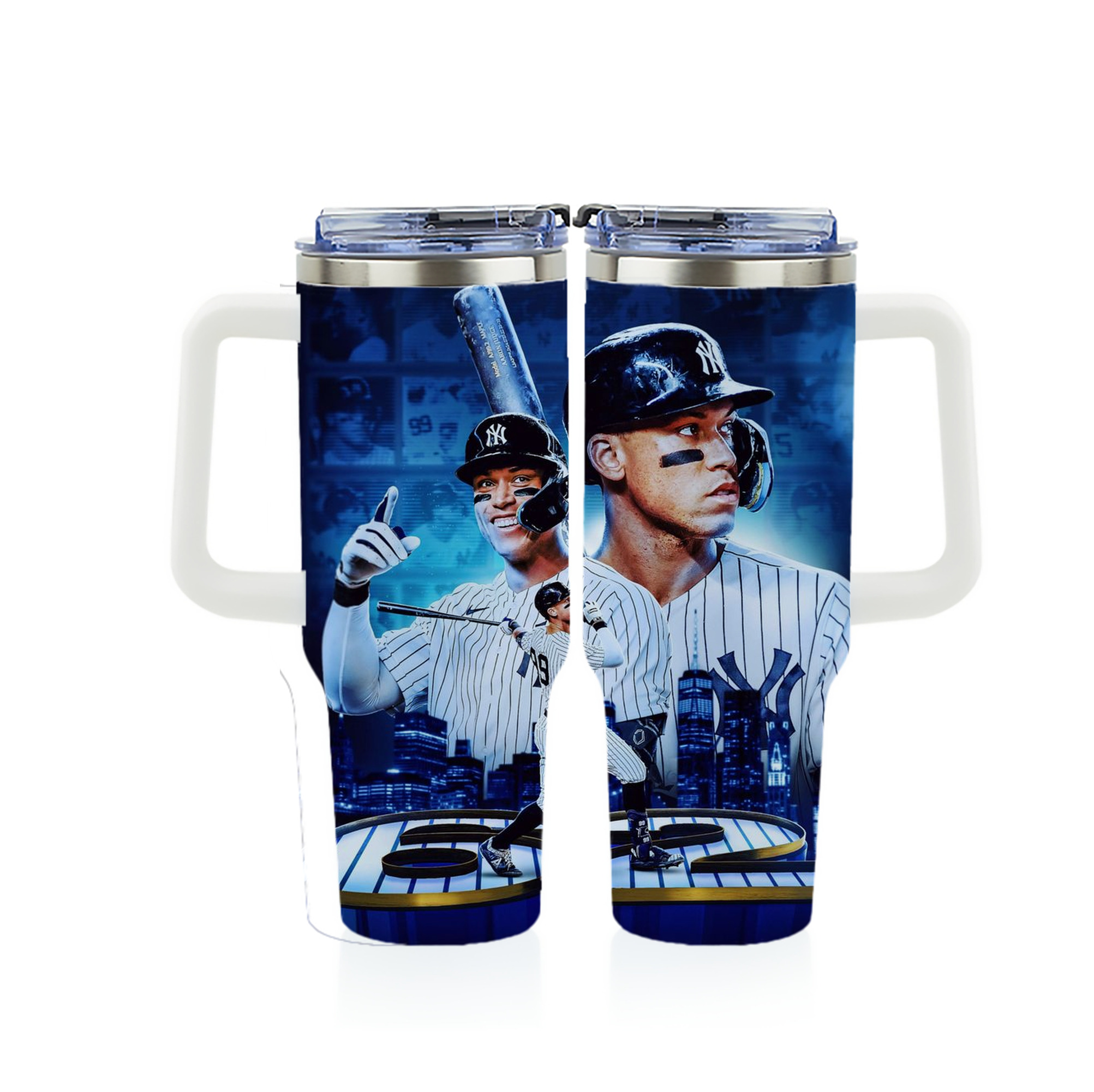 Aaron Judge AL Record 62 Home Runs 40oz Full Wrap Car Tumbler – Durable Stainless Steel Travel Mug With Vibrant UV Print – Double Wall Insulated, Fits Most Car Cup Holders