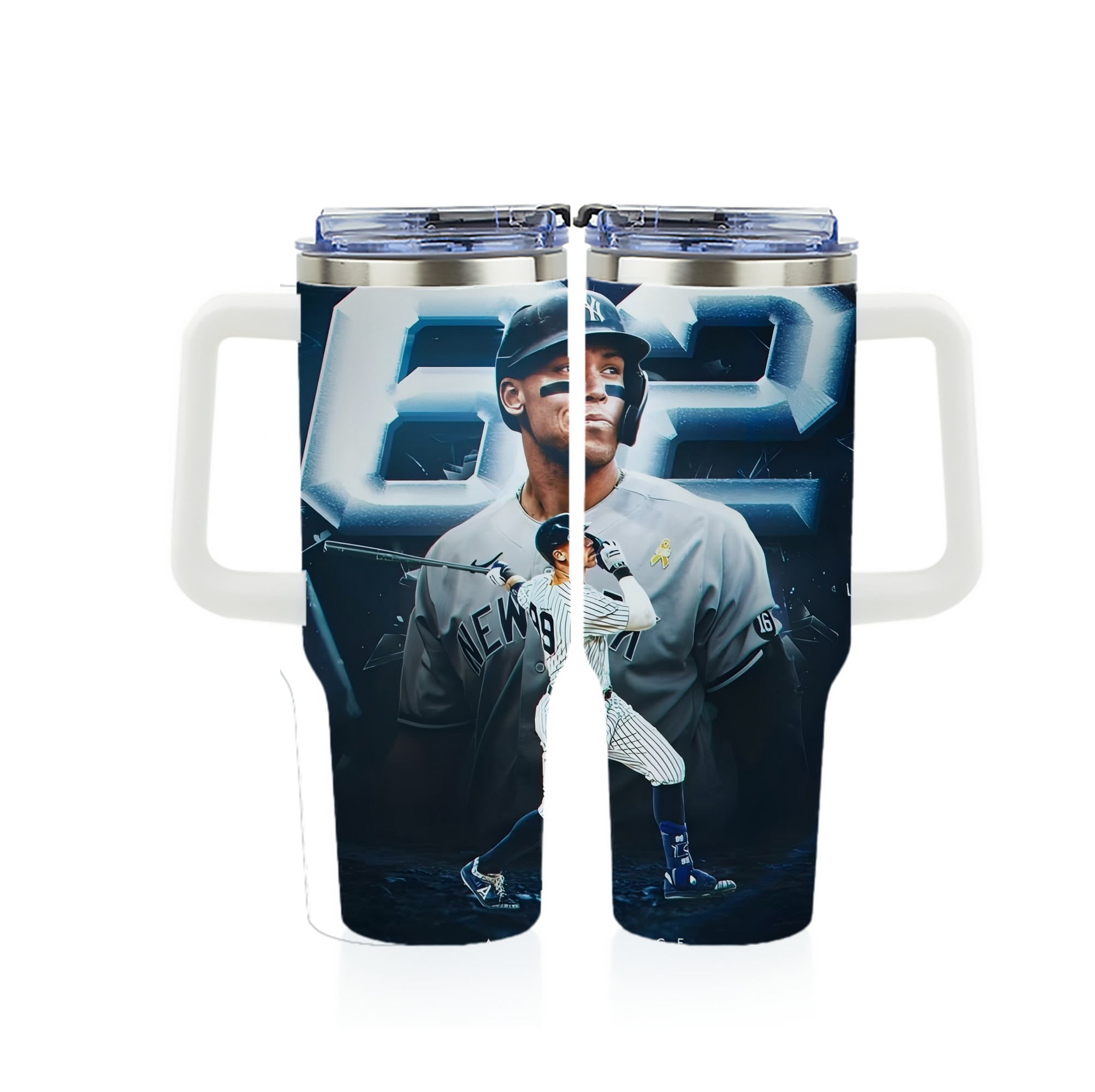 Aaron Judge AL Single Season 62  Home Run Record 40oz Full Wrap Car Tumbler – Durable Stainless Steel Travel Mug With Vibrant UV Print – Double Wall Insulated, Fits Most Car Cup Holders