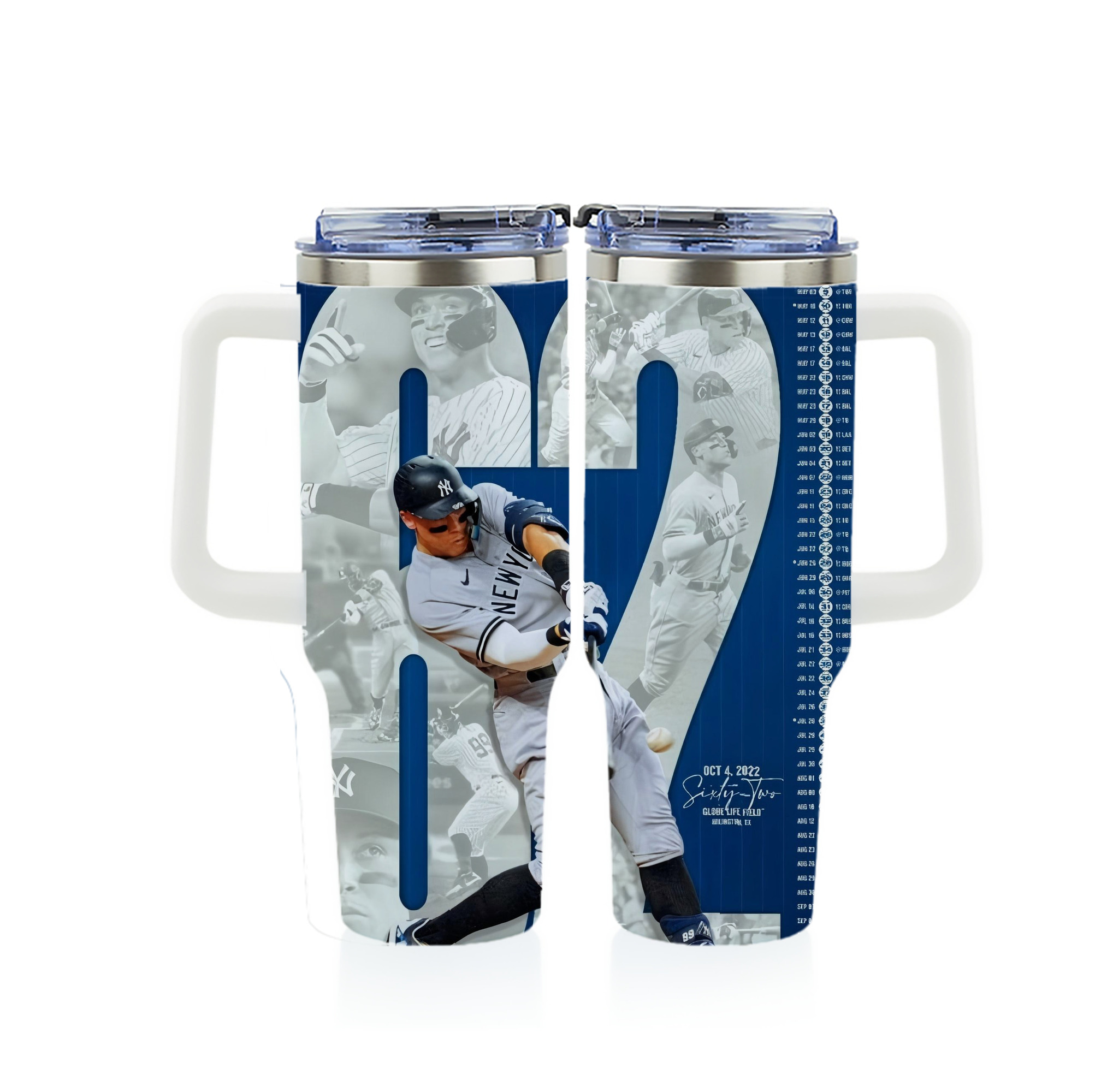 Aaron Judge AL Single Season 62  Home Run Record 40oz Full Wrap Car Tumbler – Durable Stainless Steel Travel Mug With Vibrant UV Print – Double Wall Insulated, Fits Most Car Cup Holders