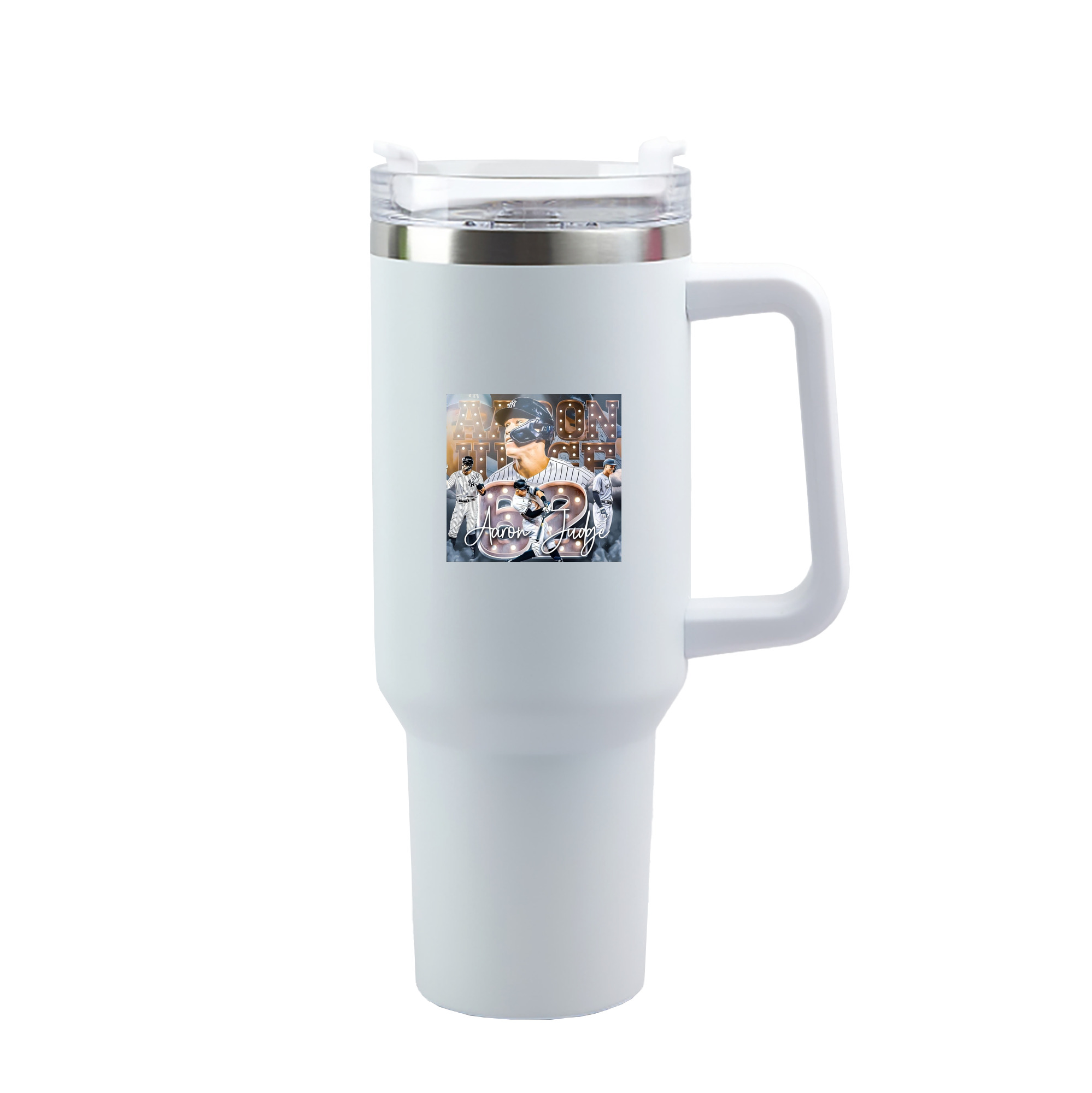 Aaron Judge 62 Home Runs 40oz Handle Car Tumbler – Durable Stainless Steel Travel Mug With UV Print – Double Wall Insulated, Fits Most Car Cup Holders