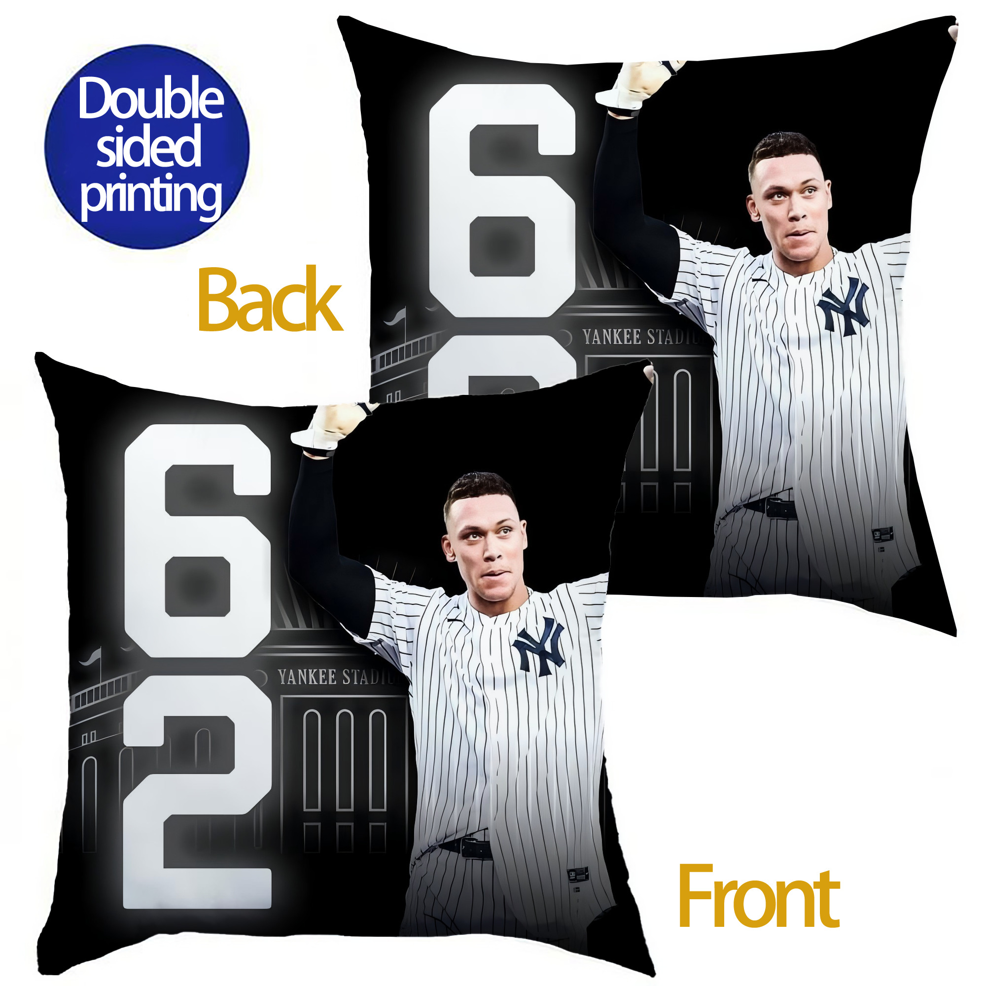 Aaron Judge 62nd Home Run Soft Polyester Pillow Cover With Insert – Double-Sided Design, Invisible Zipper, Durable & Breathable – Easy Care Cushion Set
