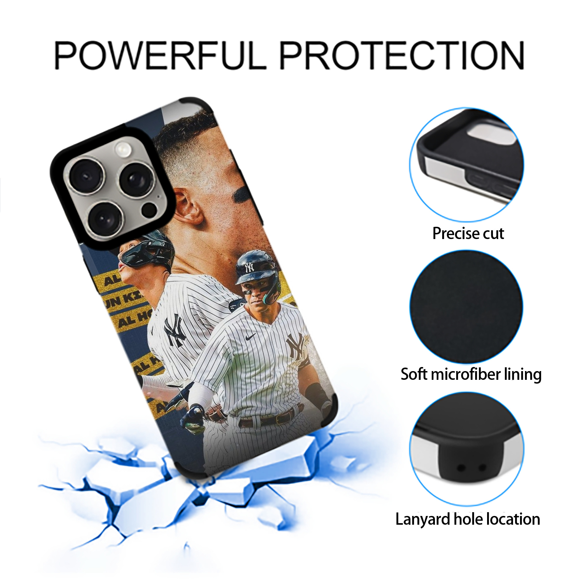 Aaron Judge  62 Home Runs AL Record IPhone 15 Pro Max PU Leather Case – Soft Lining, 360° Protection – Precise Fit, 3D Buttons, Easy Charging – Anti-Yellowing, Easy To Clean