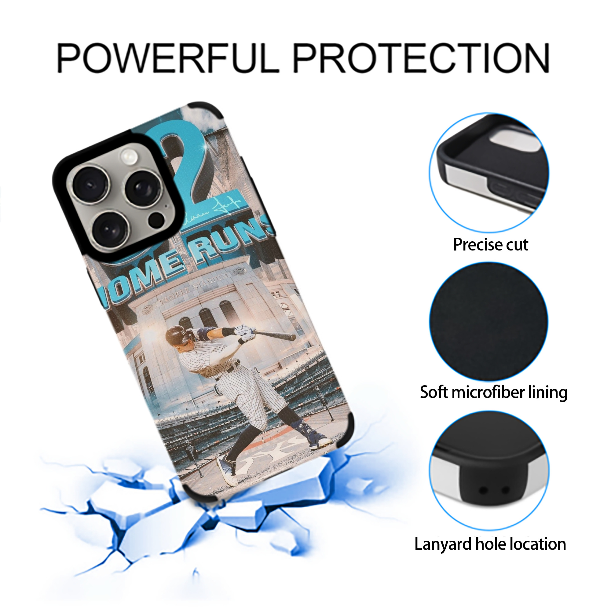 Aaron Judge 62 Home Runs IPhone 15 Pro Max PU Leather Case – Soft Lining, 360° Protection – Precise Fit, 3D Buttons, Easy Charging – Anti-Yellowing, Easy To Clean