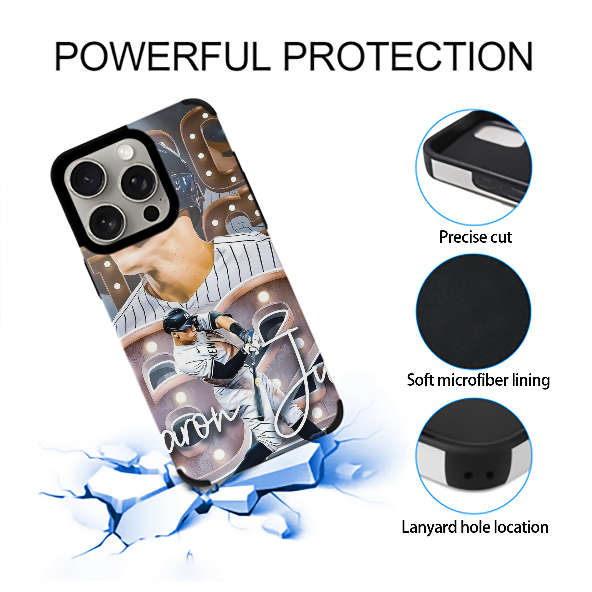 Aaron Judge 62 Home Runs IPhone 15 Pro Max PU Leather Case – Soft Lining, 360° Protection – Precise Fit, 3D Buttons, Easy Charging – Anti-Yellowing, Easy To Clean