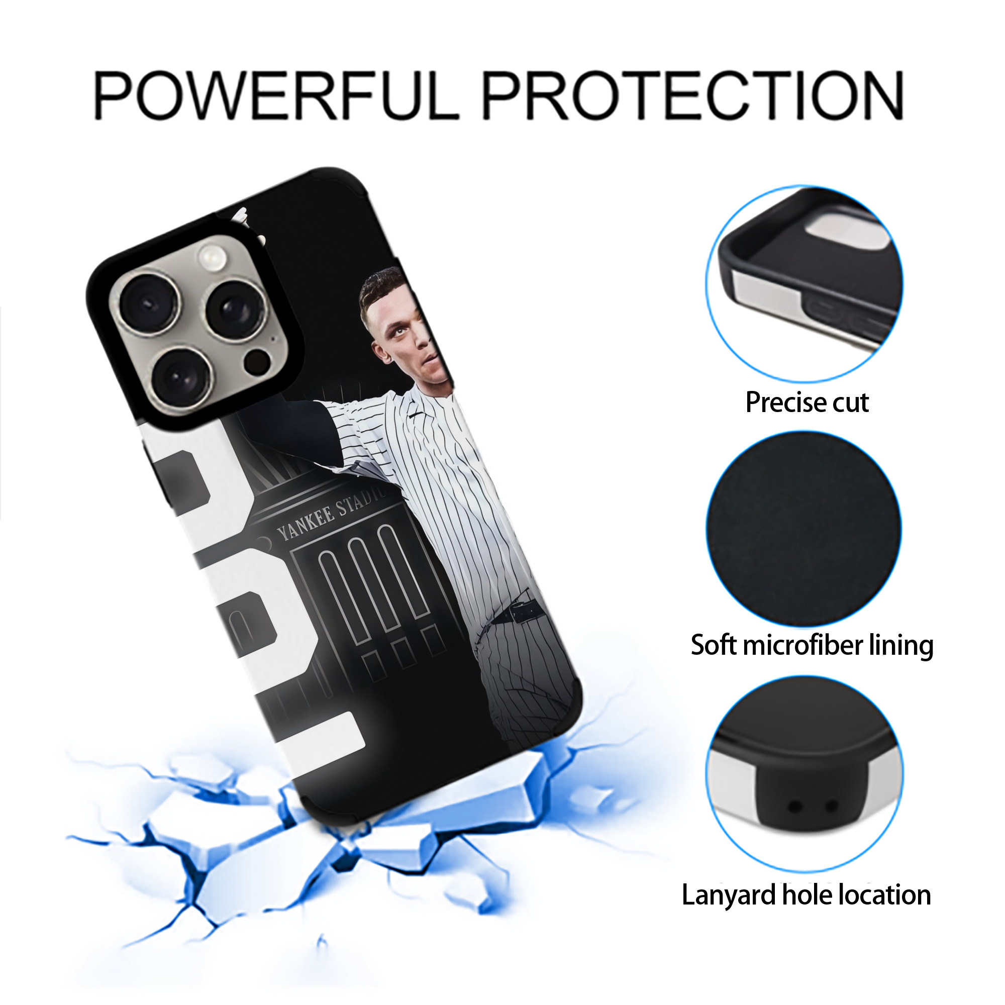 Aaron Judge 62nd Home Run IPhone 15 Pro Max PU Leather Case – Soft Lining, 360° Protection – Precise Fit, 3D Buttons, Easy Charging – Anti-Yellowing, Easy To Clean