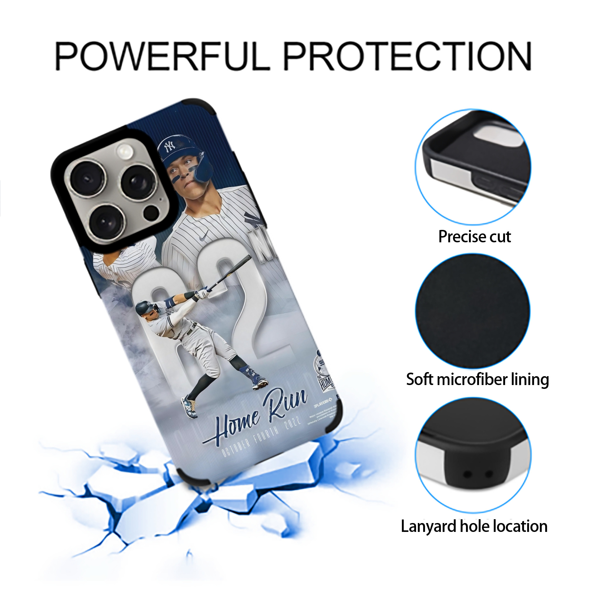 Aaron Judge 62nd Home Run 10.4.2022 IPhone 15 Pro Max PU Leather Case – Soft Lining, 360° Protection – Precise Fit, 3D Buttons, Easy Charging – Anti-Yellowing, Easy To Clean