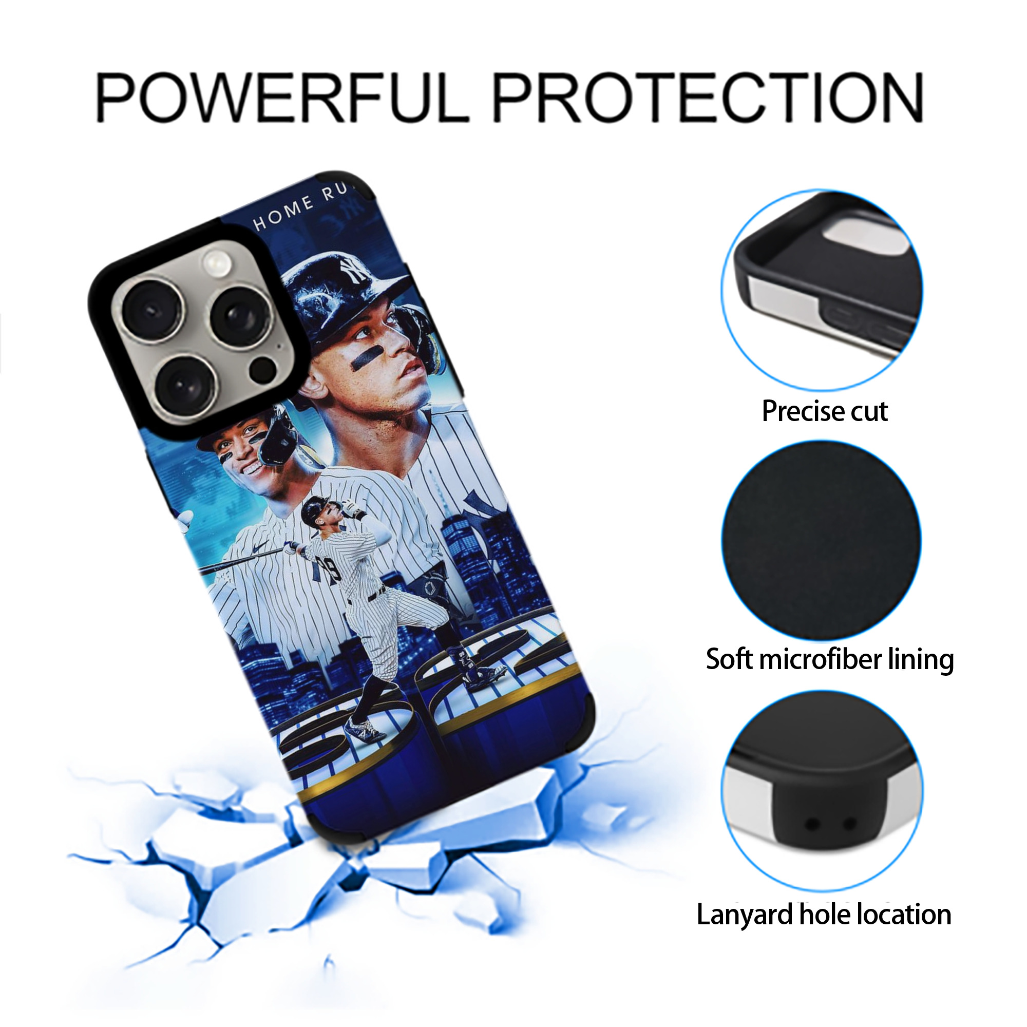 Aaron Judge AL Record 62 Home Runs IPhone 15 Pro Max PU Leather Case – Soft Lining, 360° Protection – Precise Fit, 3D Buttons, Easy Charging – Anti-Yellowing, Easy To Clean