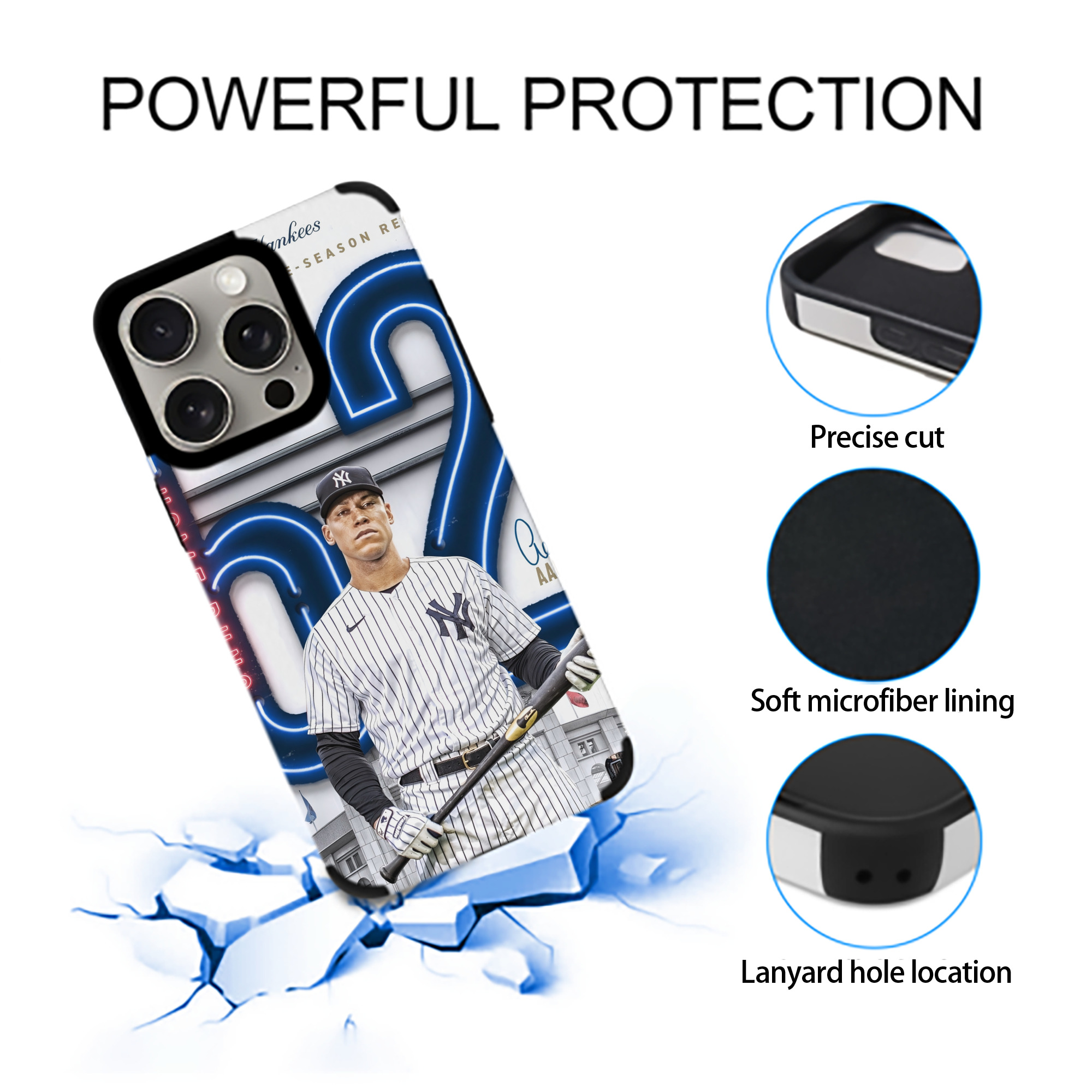 Aaron Judge AL Single Season 62  Home Run Record IPhone 15 Pro Max PU Leather Case – Soft Lining, 360° Protection – Precise Fit, 3D Buttons, Easy Charging – Anti-Yellowing, Easy To Clean