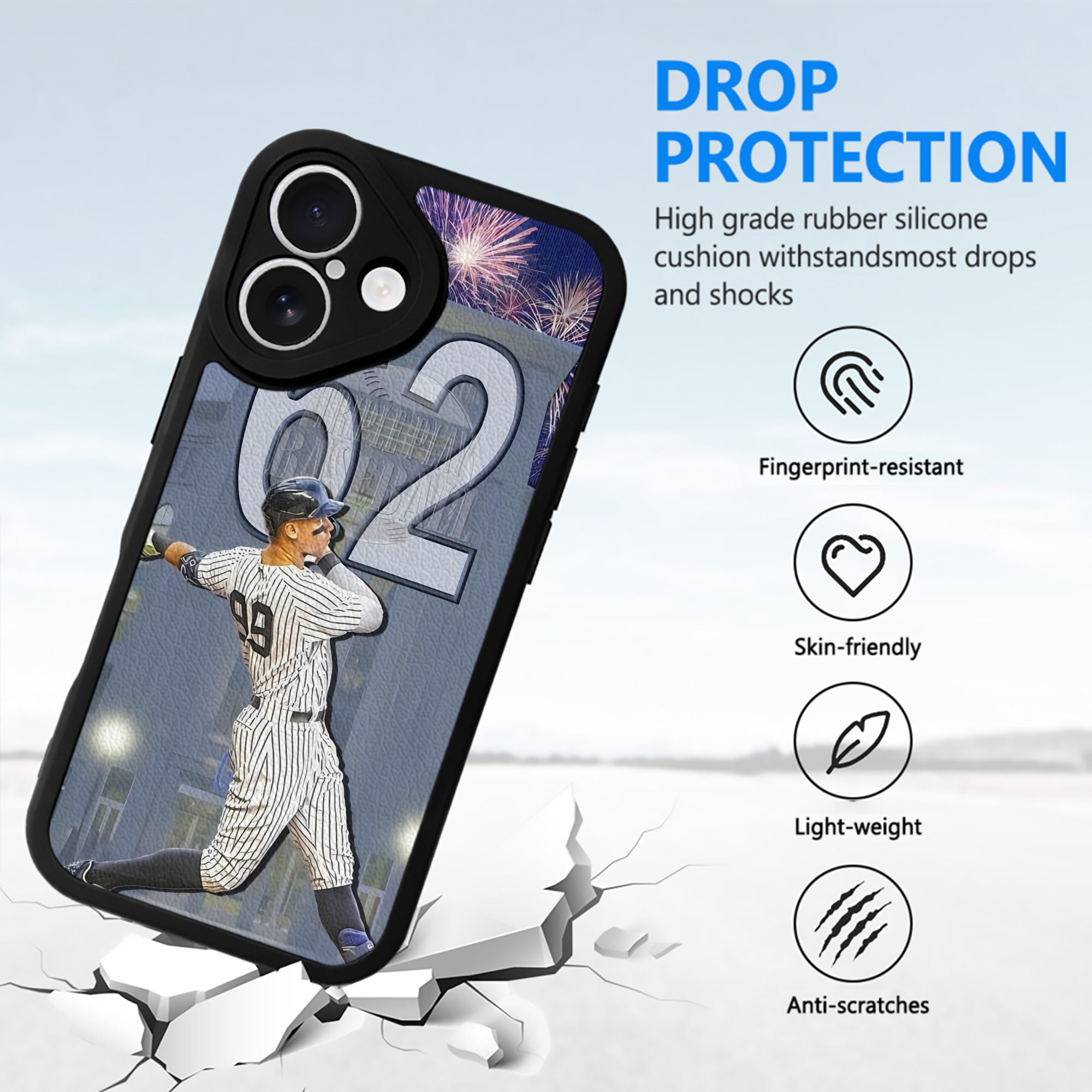 Aaron Judge 62 Home Runs Record IPhone 16 Silicone Leather Case – UV Print, Lambskin Texture – Perfect Fit, Wireless Charging Compatible, Scratch Resistant, Precise Cutouts – Stylish Protection For IPhone 16