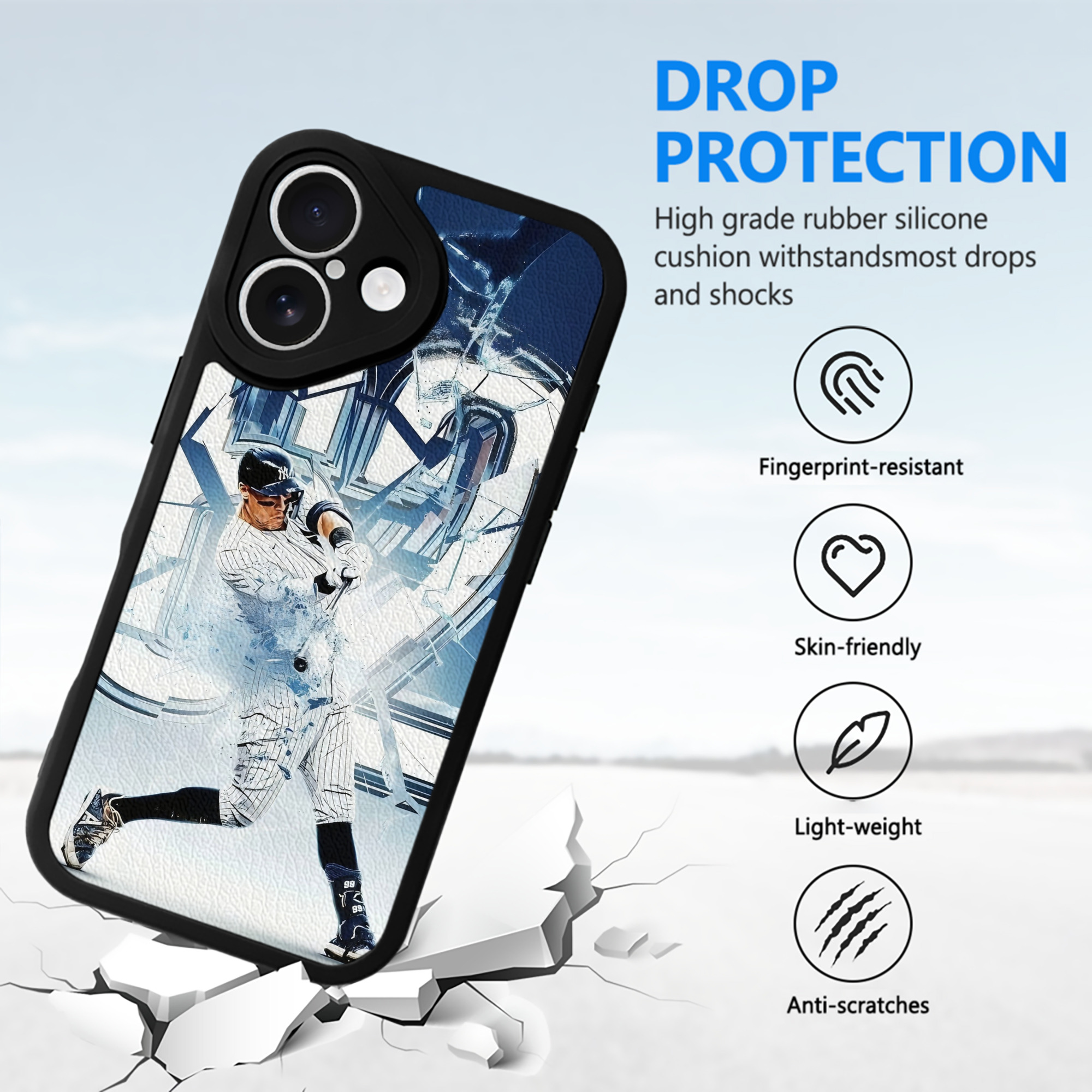 Aaron Judge 62nd Home Run IPhone 16 Silicone Leather Case – UV Print, Lambskin Texture – Perfect Fit, Wireless Charging Compatible, Scratch Resistant, Precise Cutouts – Stylish Protection For IPhone 16