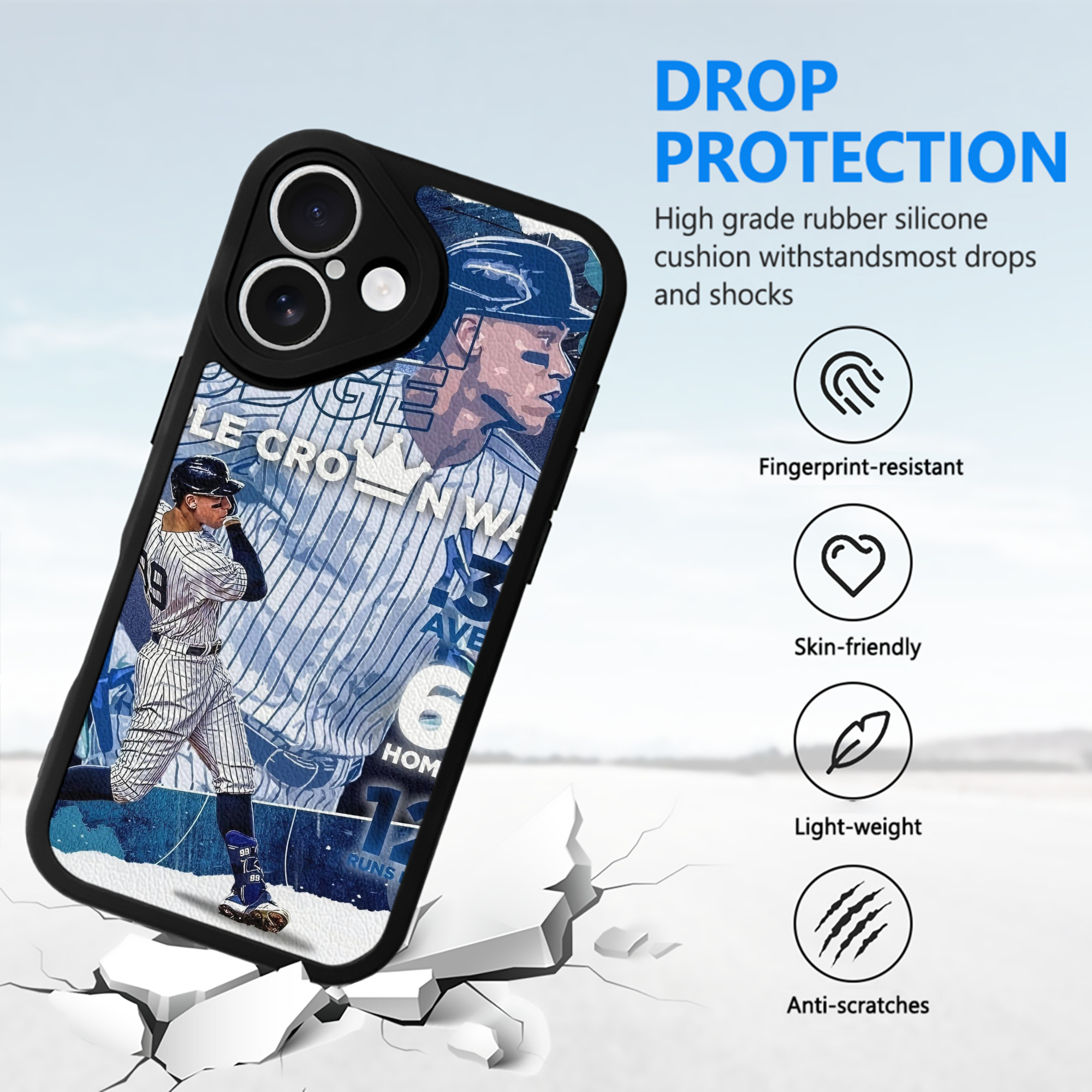 Aaron Judge Triple Crown Watch IPhone 16 Silicone Leather Case – UV Print, Lambskin Texture – Perfect Fit, Wireless Charging Compatible, Scratch Resistant, Precise Cutouts – Stylish Protection For IPhone 16