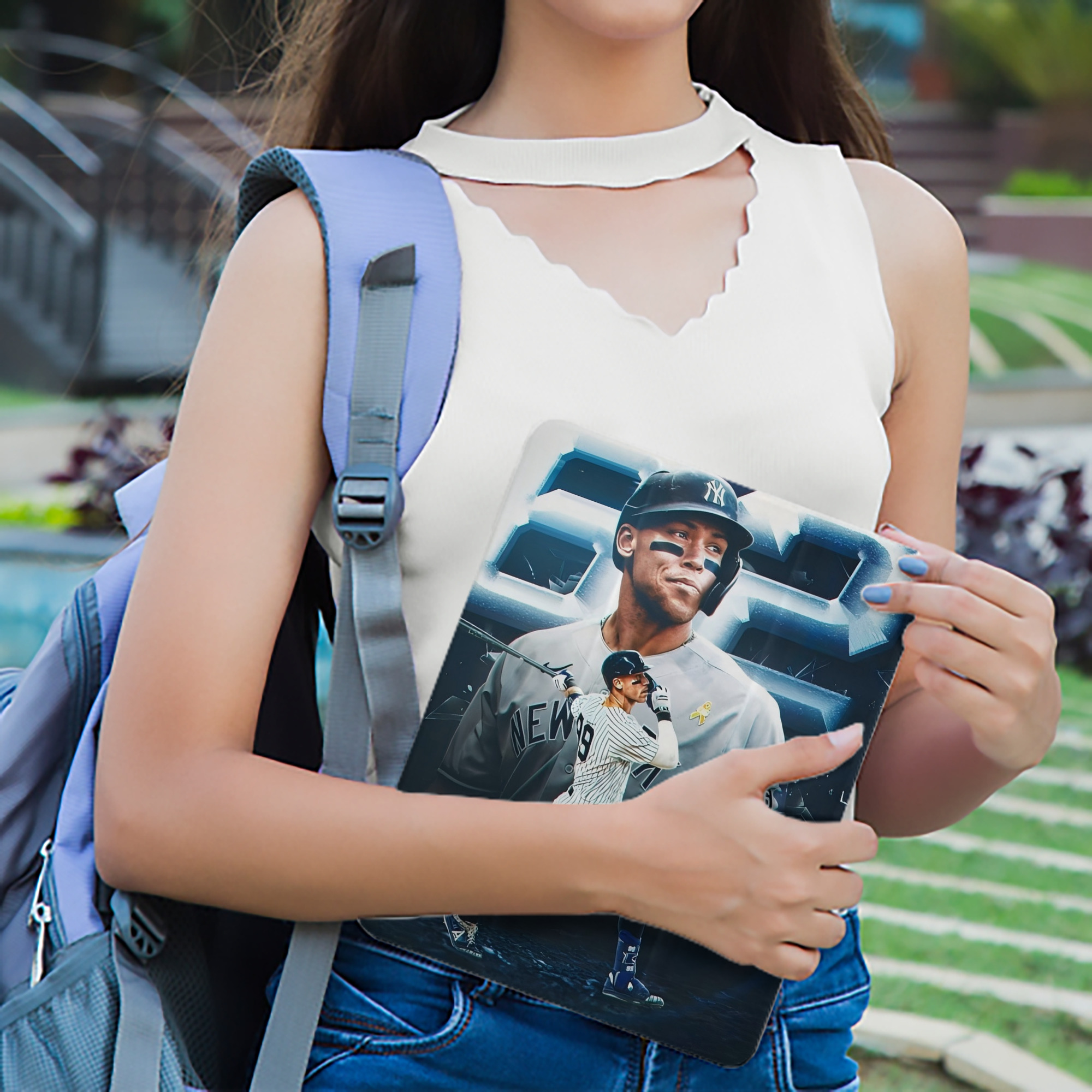 Aaron Judge AL Single Season 62  Home Run Record Premium Tri-Fold PU Leather & Silicone IPad Case With Pencil Slot – Fits 9.5,10.5,10.9 – Adjustable Stand, Slim, Protective