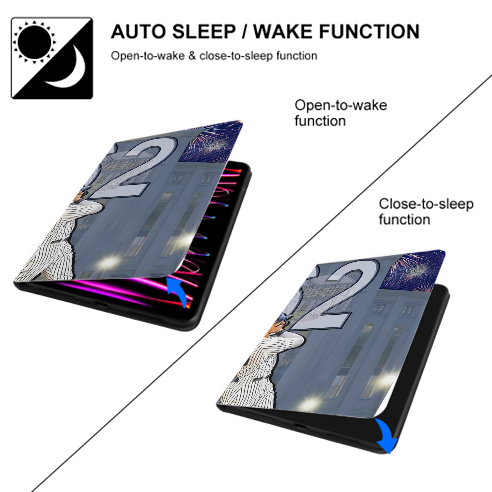 Aaron Judge 62 Home Runs Record IPad Case Without Pencil Slot – Book-Style Cover With PU Leather & TPU – Slim, Durable, Scratch-Resistant, Full Protection & Easy Access