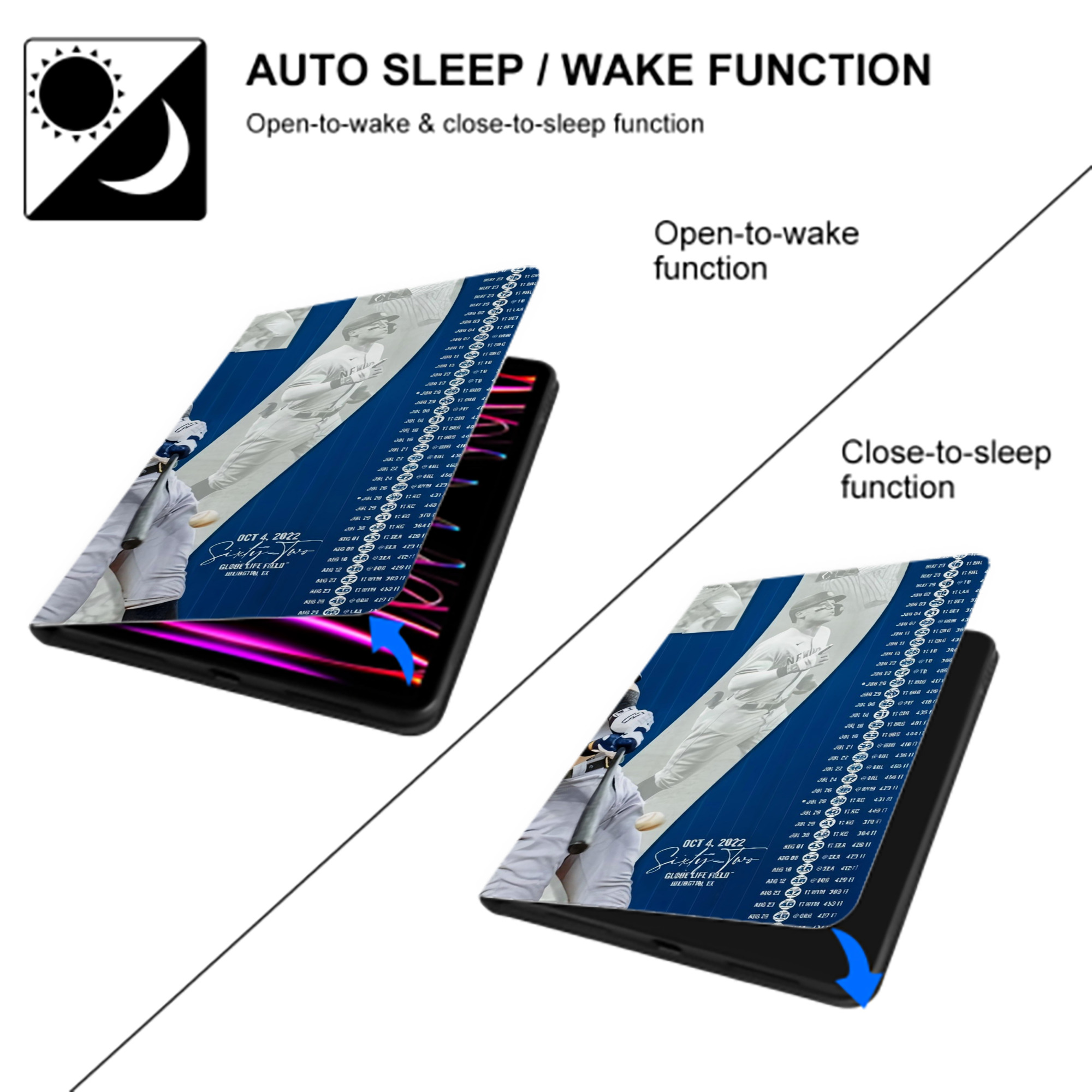 Aaron Judge AL Single Season 62  Home Run Record IPad Case Without Pencil Slot – Book-Style Cover With PU Leather & TPU – Slim, Durable, Scratch-Resistant, Full Protection & Easy Access