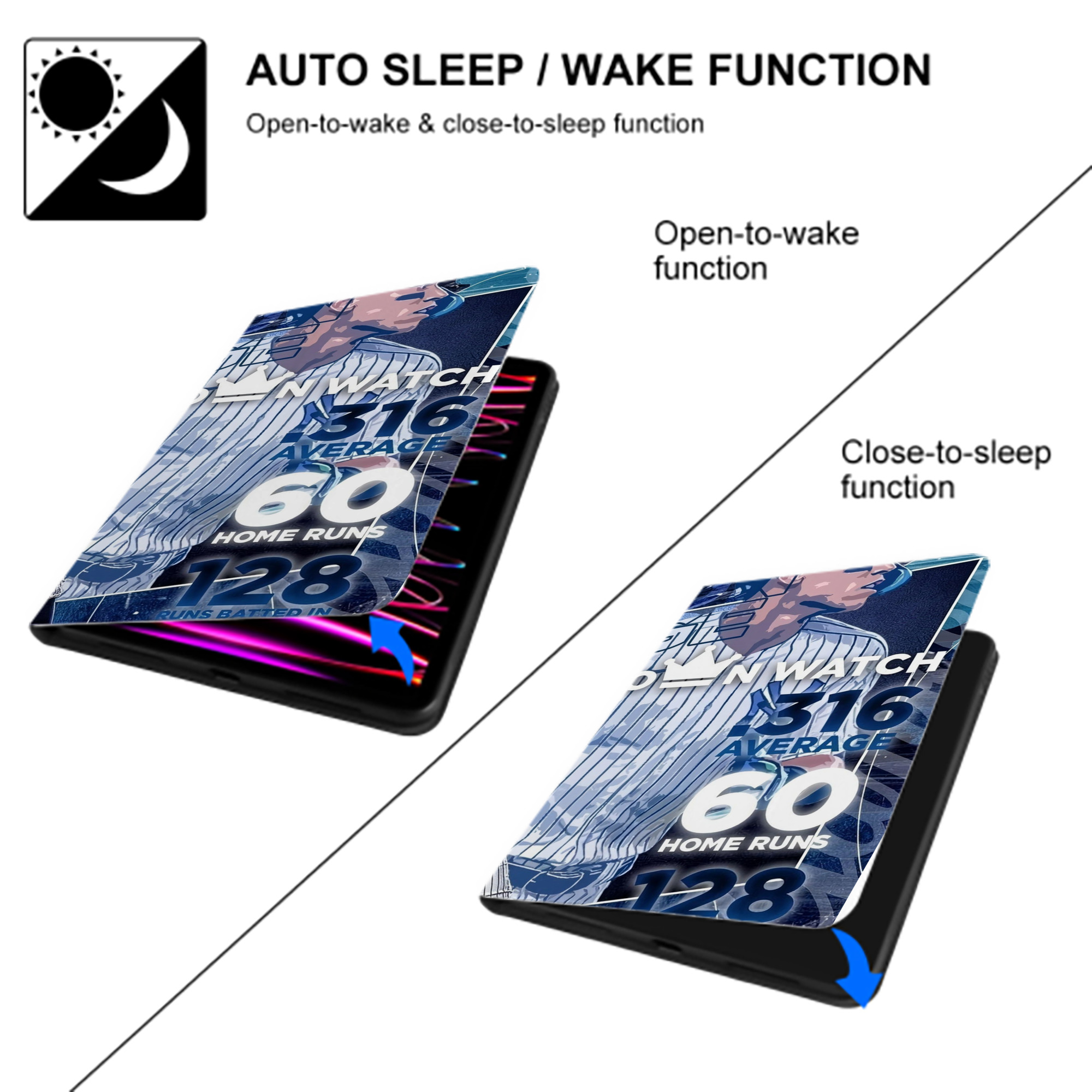 Aaron Judge Triple Crown Watch IPad Case Without Pencil Slot – Book-Style Cover With PU Leather & TPU – Slim, Durable, Scratch-Resistant, Full Protection & Easy Access