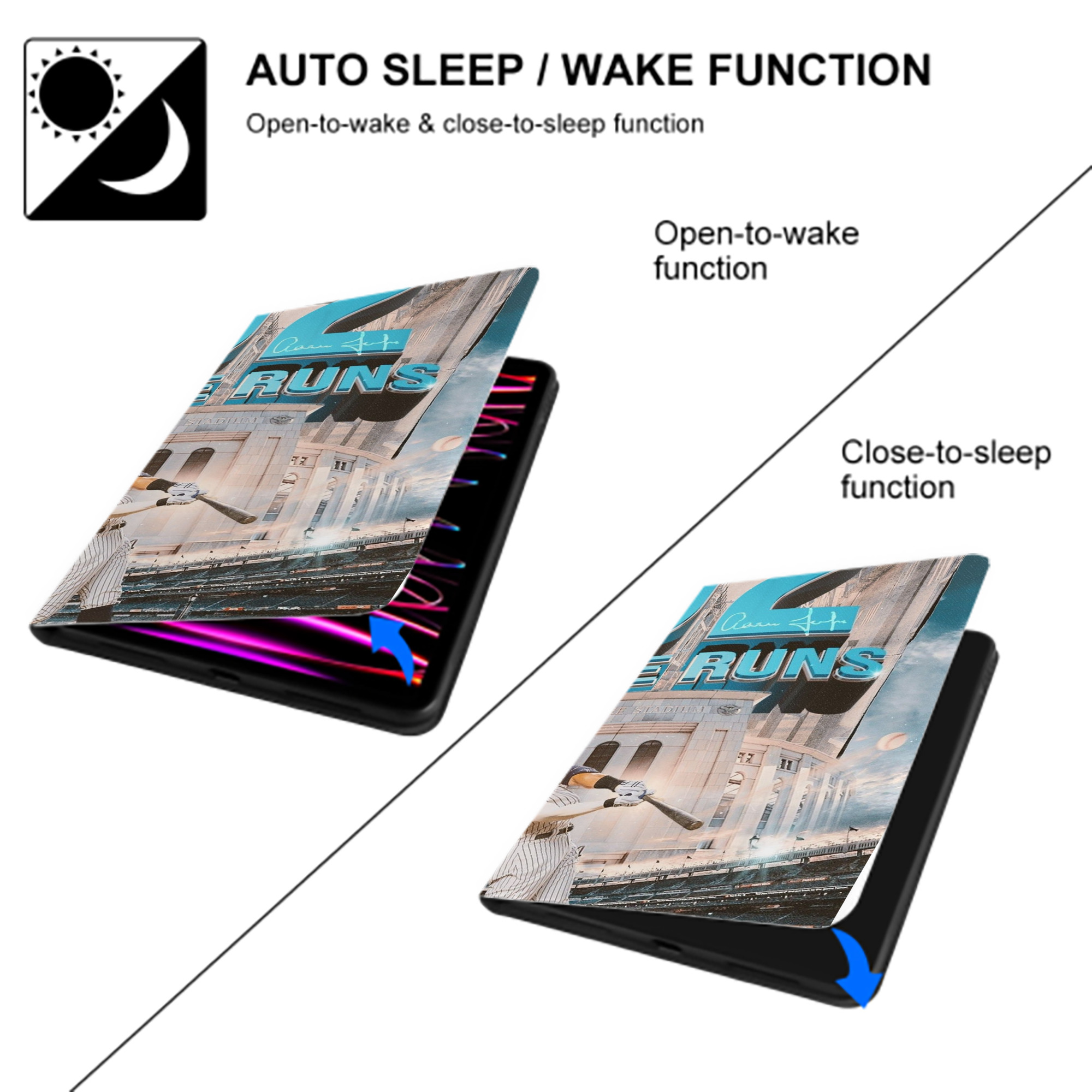 Aaron Judge 62 Home Runs IPad Book-Style Case With Pencil Slot – Slim PU & TPU Cover – Full Protection, Precise Fit, Water & Scratch Resistant