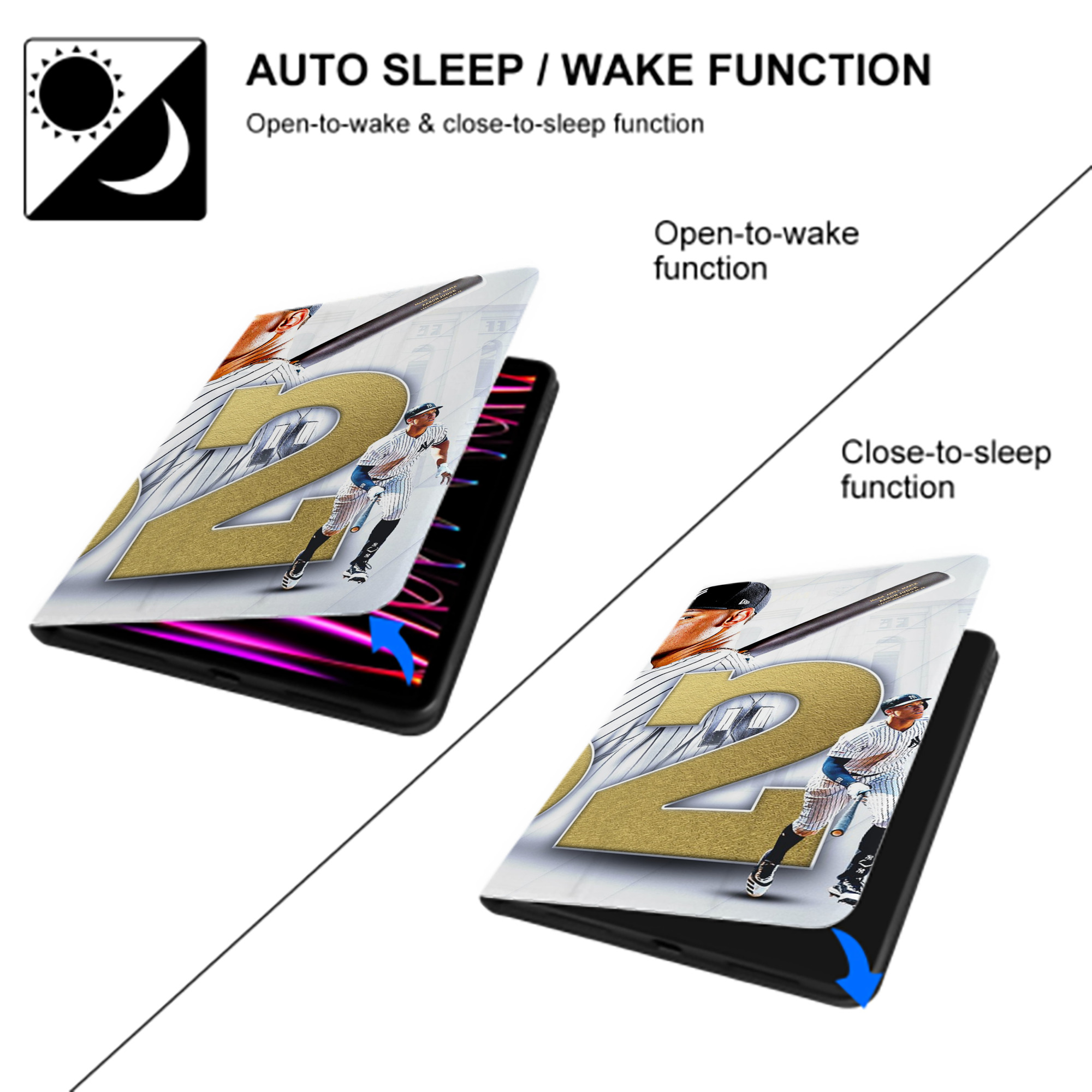 aaron judge 62nd home run IPad Book-Style Case With Pencil Slot – Slim PU & TPU Cover – Full Protection, Precise Fit, Water & Scratch Resistant