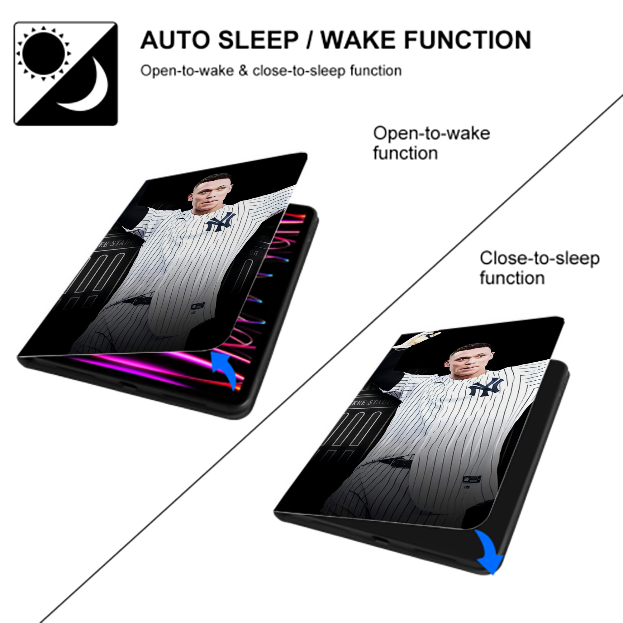 Aaron Judge 62nd Home Run IPad Book-Style Case With Pencil Slot – Slim PU & TPU Cover – Full Protection, Precise Fit, Water & Scratch Resistant