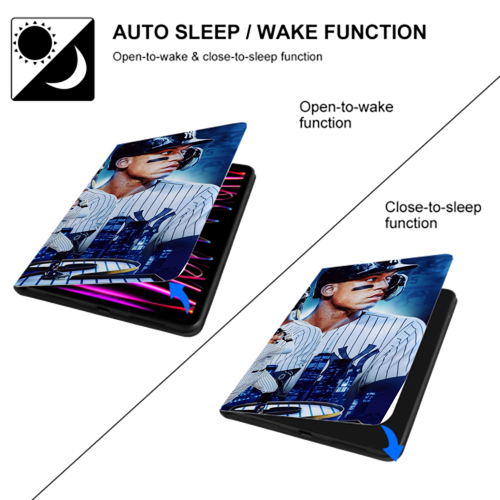 Aaron Judge AL Record 62 Home Runs IPad Book-Style Case With Pencil Slot – Slim PU & TPU Cover – Full Protection, Precise Fit, Water & Scratch Resistant