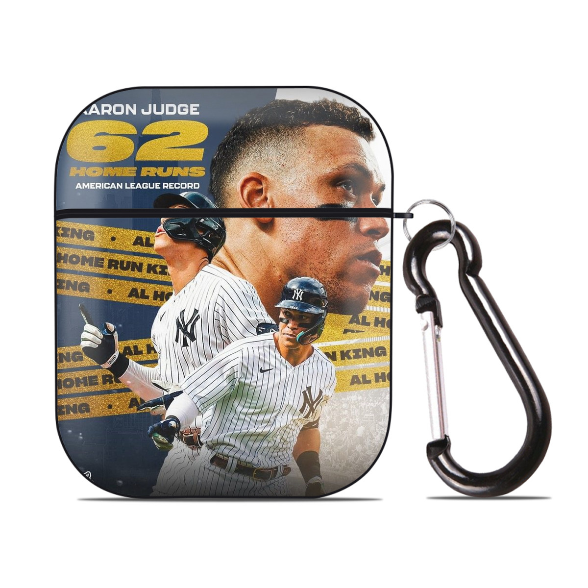 Aaron Judge  62 Home Runs AL Record AirPods 2 Case Hard Shell Black, Flexible PC Material, Precise Cutouts, Full Protection, Anti-Fingerprint, Washable, Includes Keychain – Durable & Slim Design