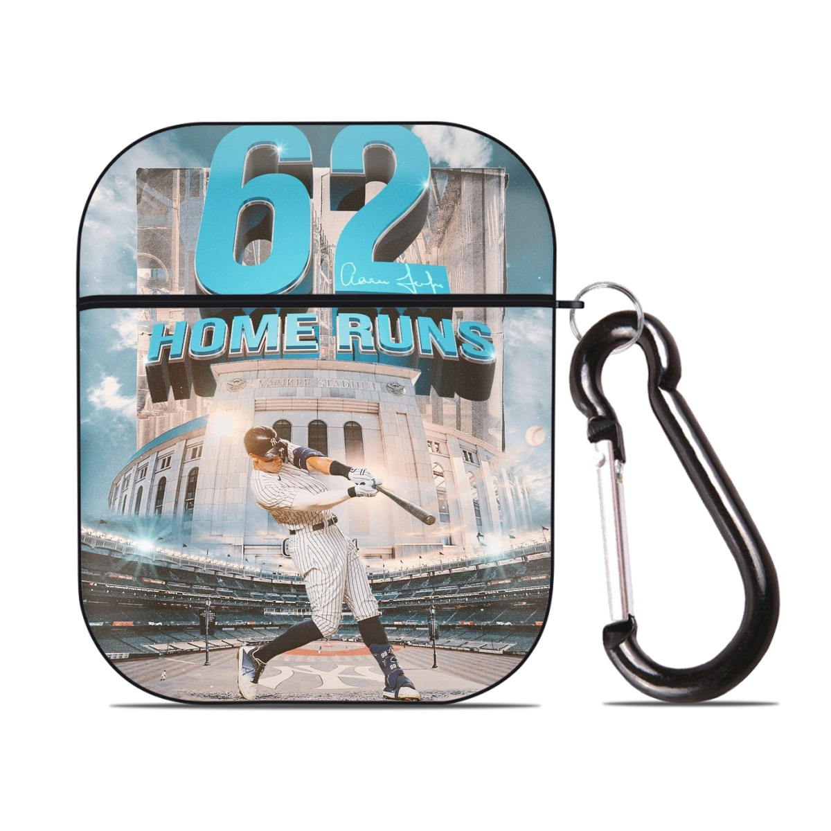 Aaron Judge 62 Home Runs AirPods 2 Case Hard Shell Black, Flexible PC Material, Precise Cutouts, Full Protection, Anti-Fingerprint, Washable, Includes Keychain – Durable & Slim Design