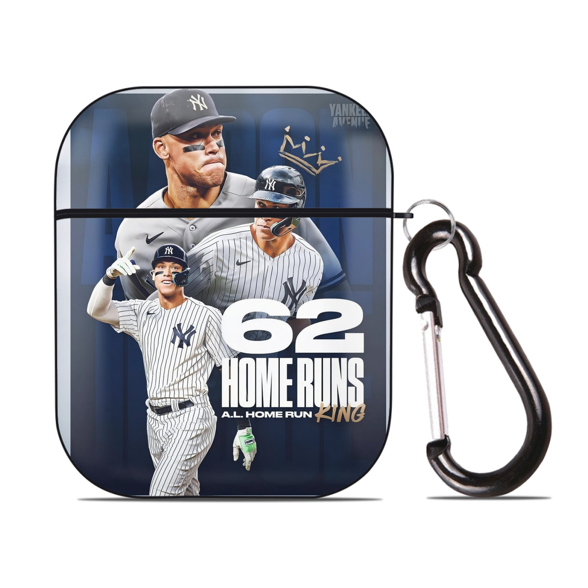 Aaron Judge 62 Home Runs AL Home Run King AirPods 2 Case Hard Shell Black, Flexible PC Material, Precise Cutouts, Full Protection, Anti-Fingerprint, Washable, Includes Keychain – Durable & Slim Design